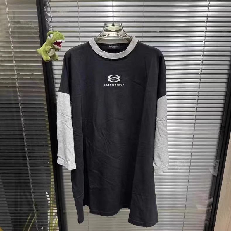 Balenciaga Balenciaga Black Grey Color blocked Double Loop Short Sleev Size US M / EU 48-50 / 2 - 1 Thumbnail
