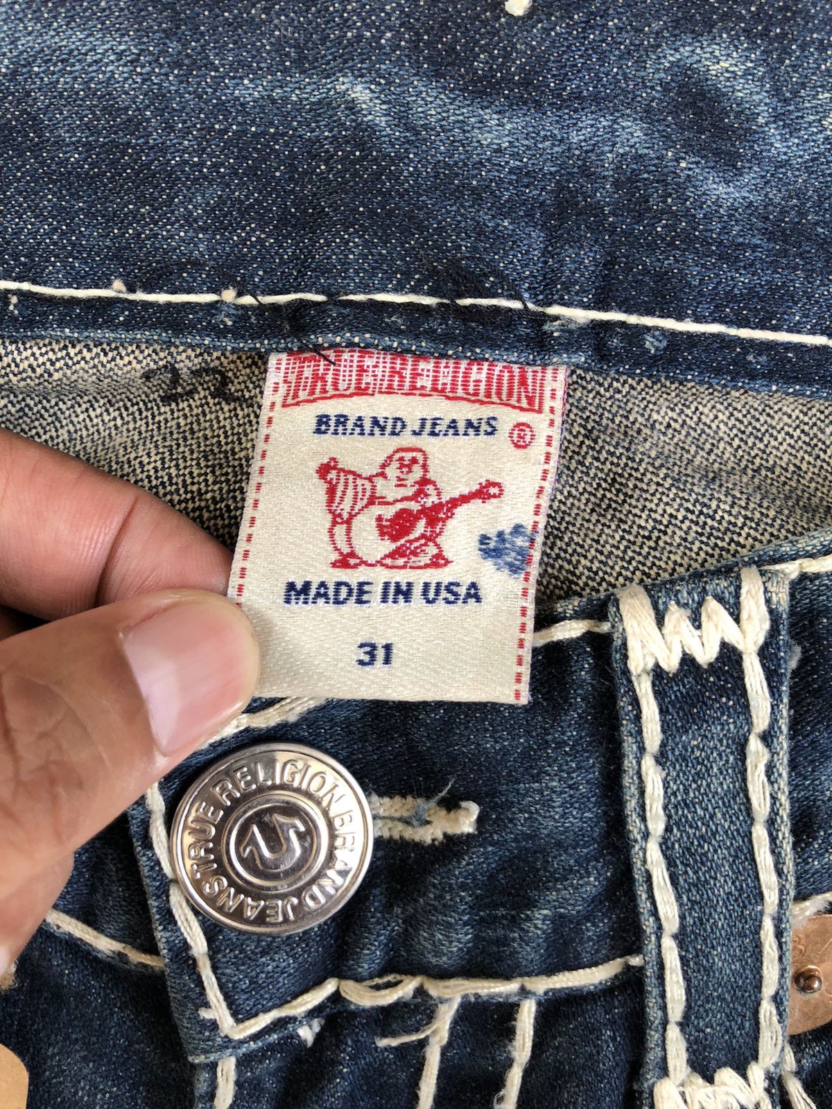 True Religion Vintage True Religion Mini Flared White Stitch Distressed Size US 31 - 16 Thumbnail