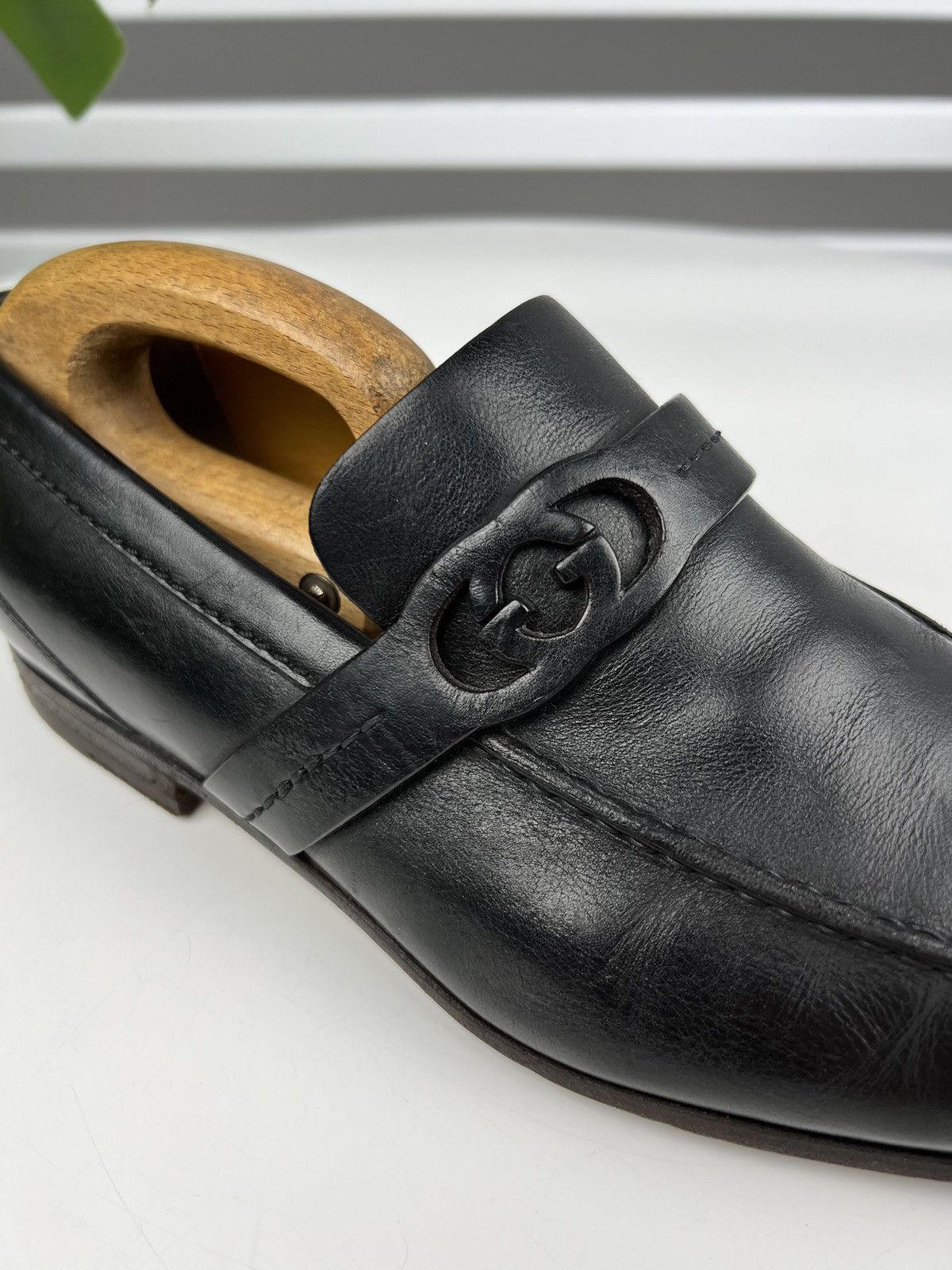 Gucci GUCCI Loafers Leather Shoes Strap GG Logo Black Men’s Size US 6.5 / EU 39-40 - 1 Thumbnail