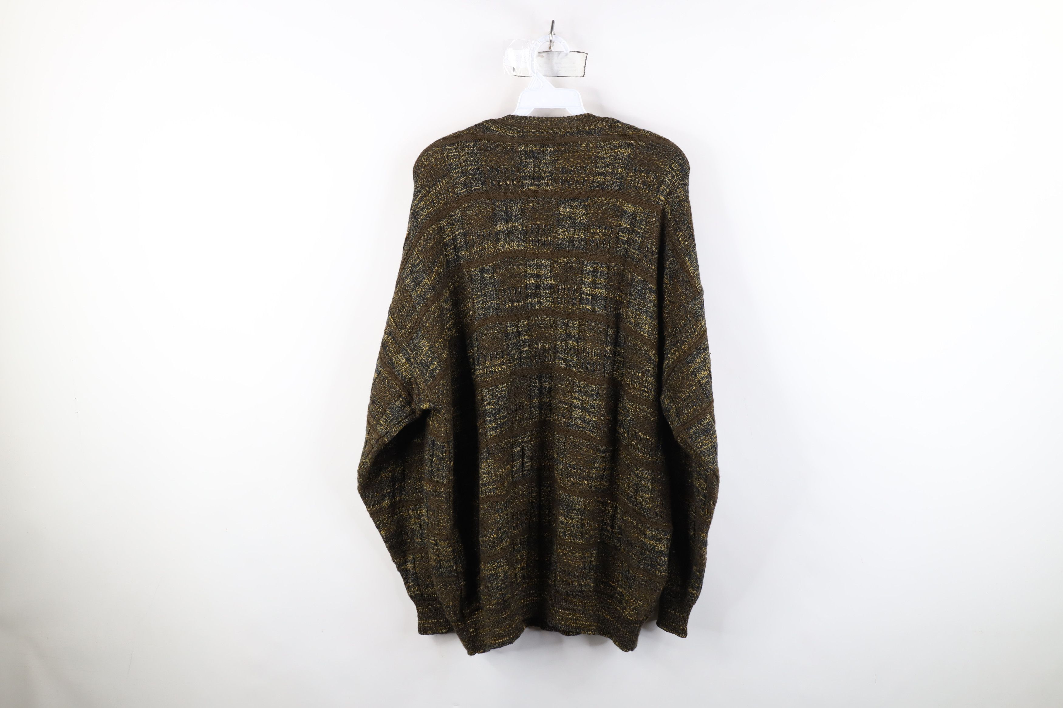 Vintage Vintage 90s Streetwear Tone Knit Crewneck Sweater Plaid Size US L / EU 52-54 / 3 - 9 Thumbnail