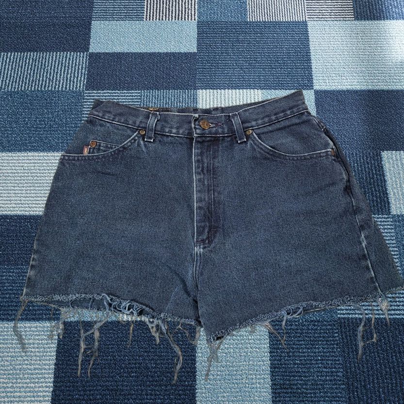 Vintage Riders Denim Shorts Womens 6 Blue Cut-Off High Rise Pocket Zipper Closure Dark Wash Denim (5-Pocket) Casual Size 27" / US 4 / IT 40 - 1 Thumbnail
