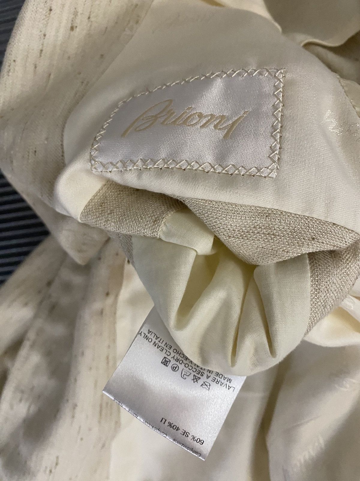 Brioni Brioni 🇮🇹 stone silk-linen 2 Btn 007 safari leisure jkt NWT Size 40R - 9 Thumbnail