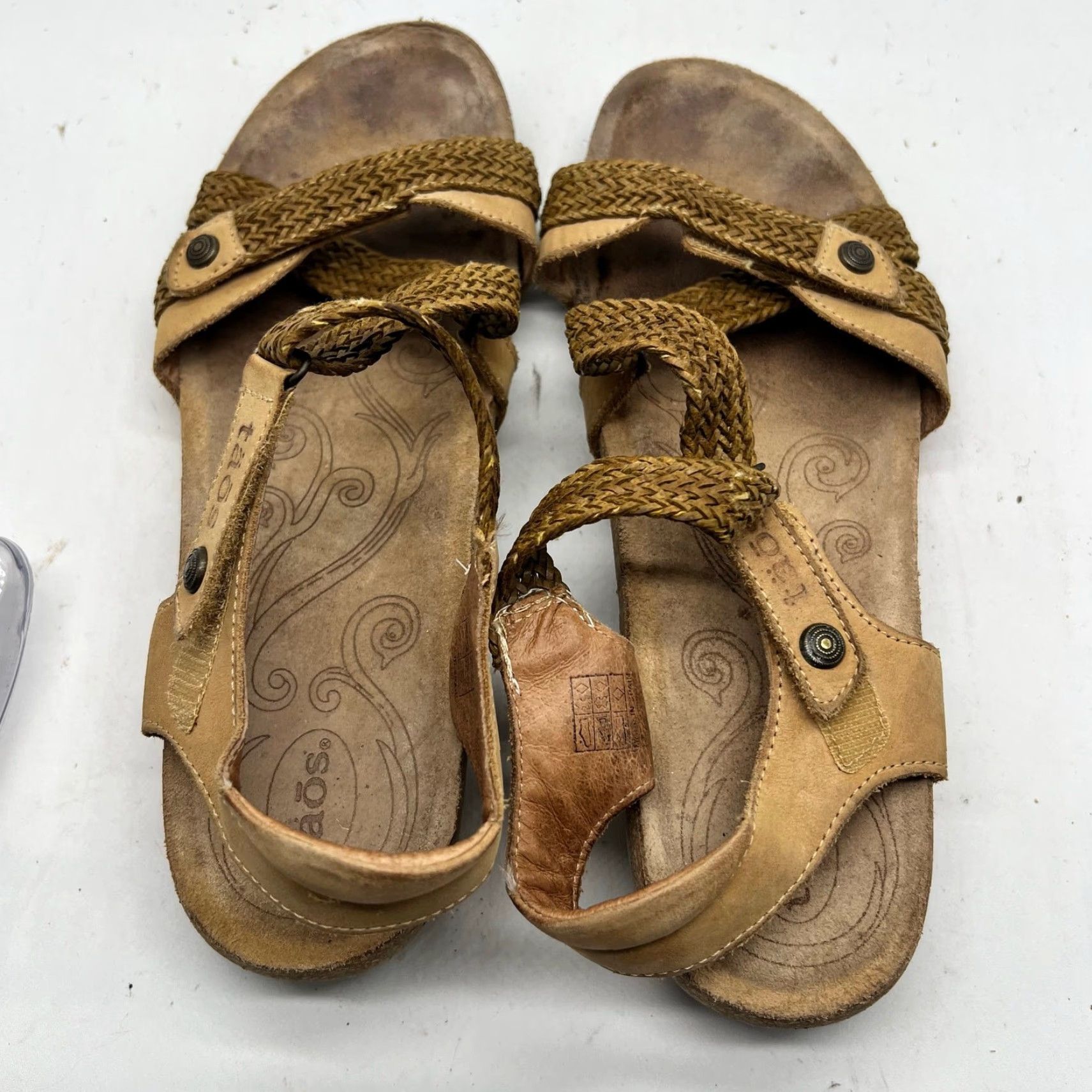 Taos Taos Sandals Womens Slingback Beige Leather Trulie Wedge Comfort Ankle Strap US 10-10.5 41 Beige Womens Size US 10 / IT 40 - 6 Thumbnail