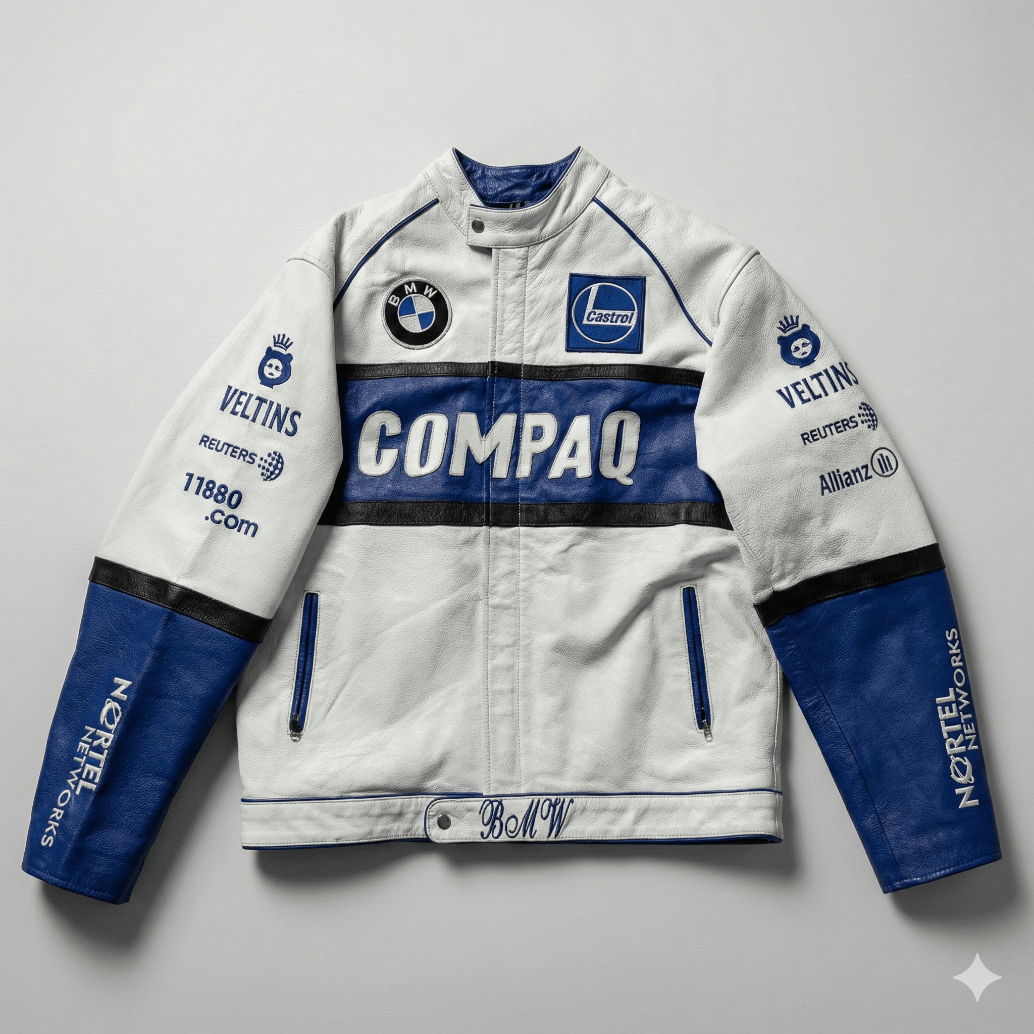 BMW Vintage BMW William F1 Team Leather Racing Jacket Compaq Y2K Size S / US 4 / IT 40 - 1 Thumbnail