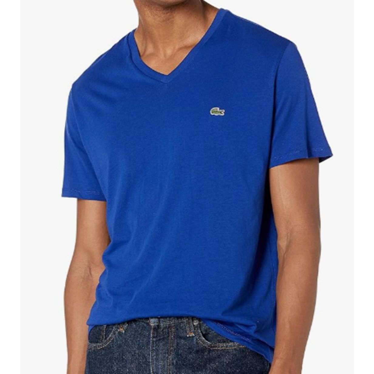 Lacoste Lacoste Men's V-Neck Pima Cotton Jersey T-Shirt Blue S Size US S / EU 44-46 / 1 - 1 Thumbnail