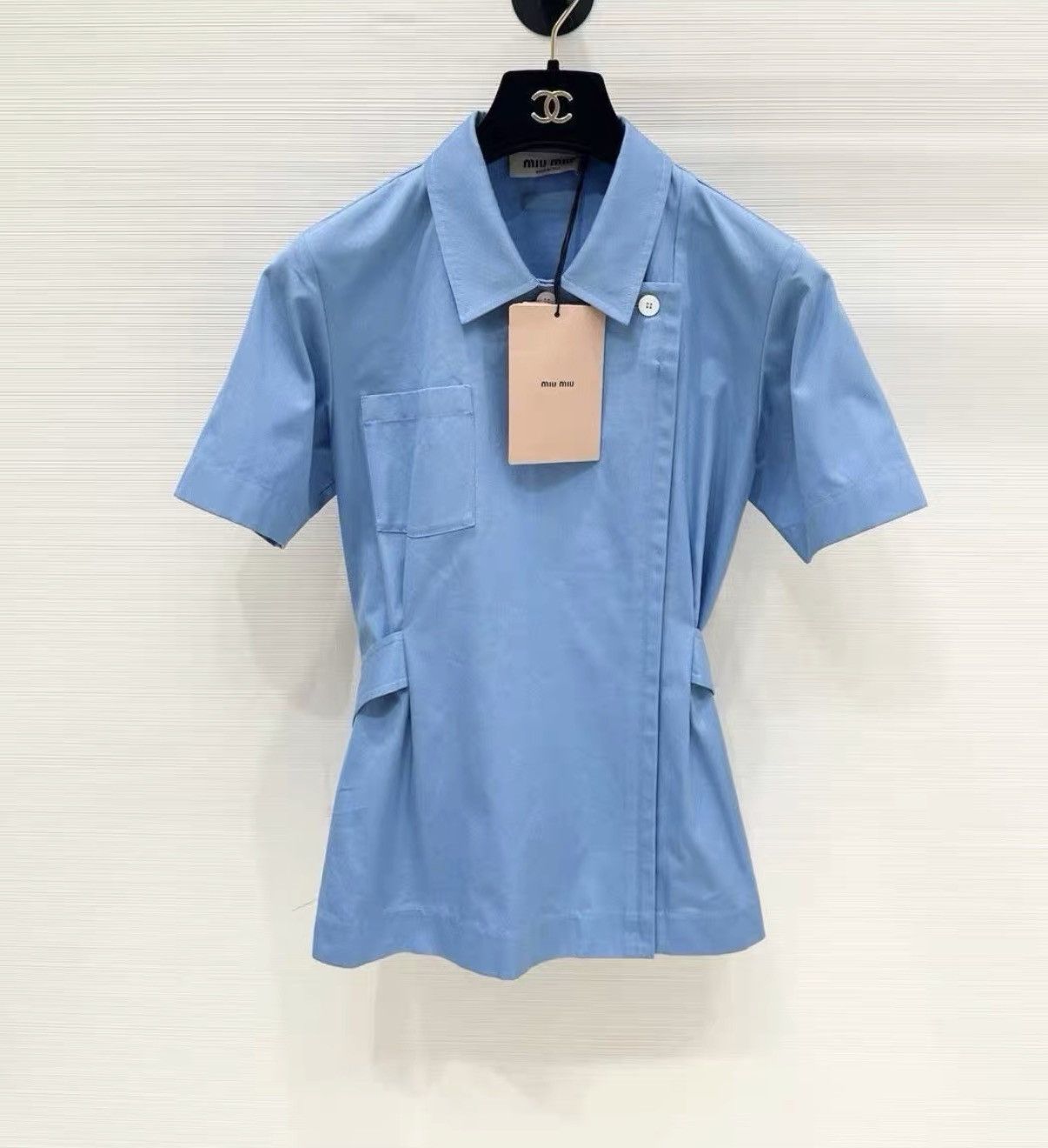 Miu Miu MiuMiu 25 Runway Collection Blue Short Sleeve Shirt J33 Size XS / US 0-2 / IT 36-38 - 1 Thumbnail