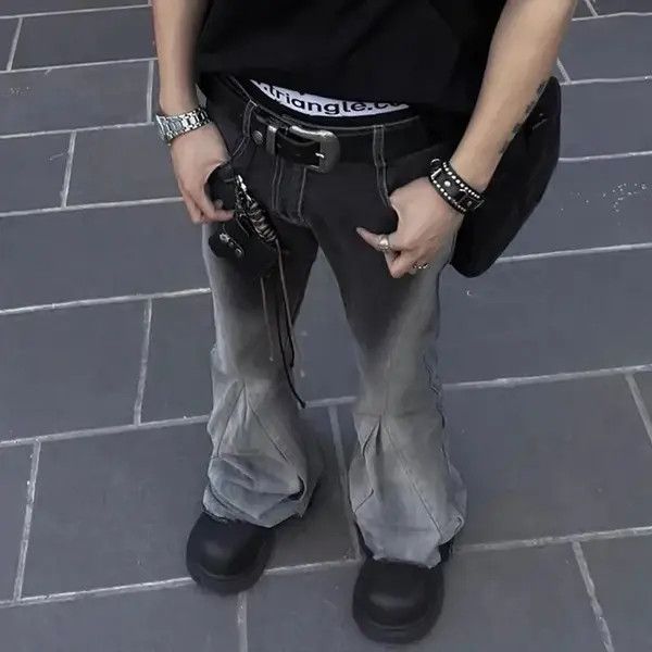 VIBE Y2k Washed Gradient Hombre Loose Flared Jeans Trousers Size US 32 / EU 48 - 2 Thumbnail