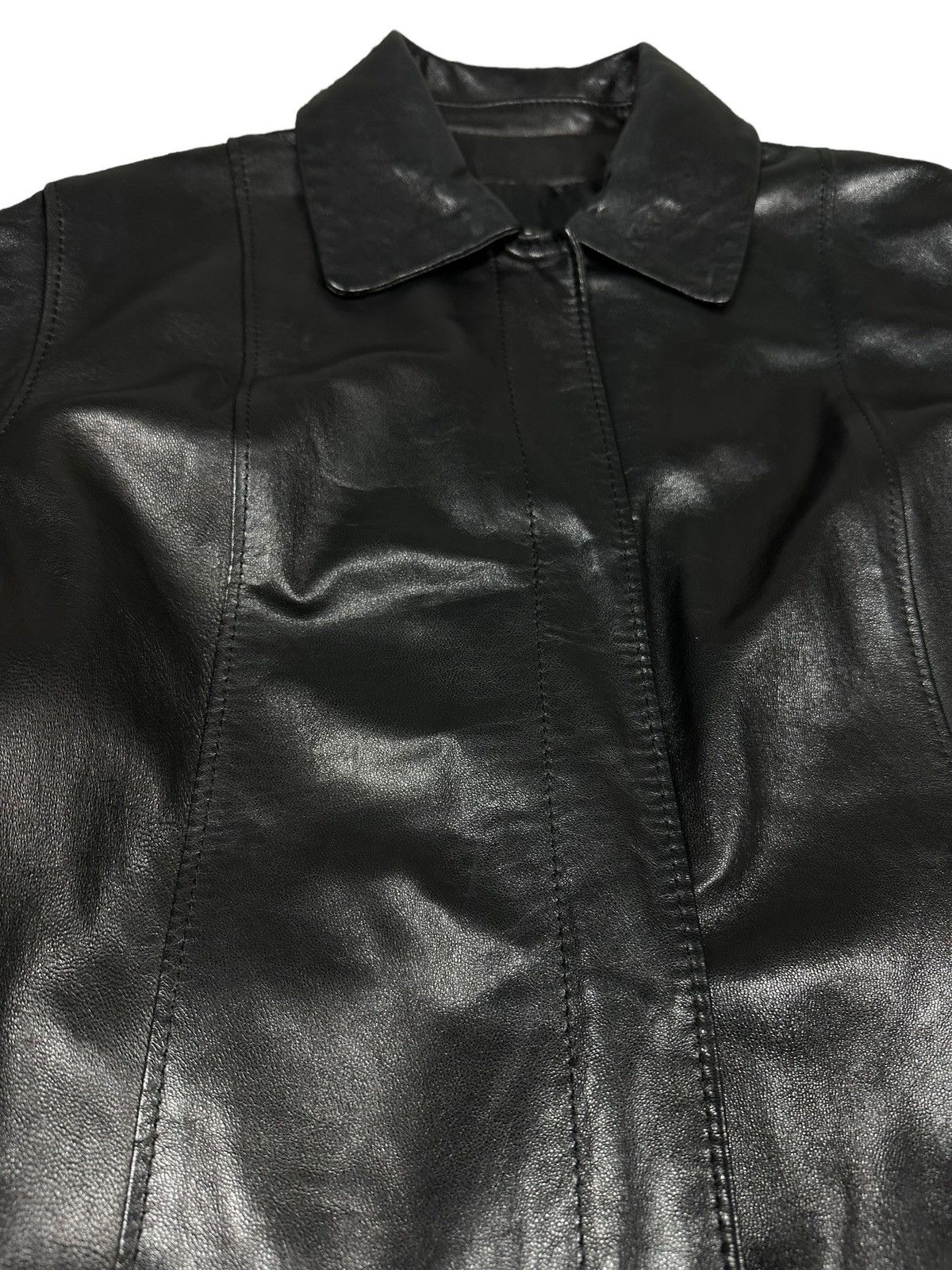 Japanese Brand IXS Womens Archive Avant Garde Y2K Long Leather Coat Size XL / US 12-14 / IT 48-50 - 5 Thumbnail