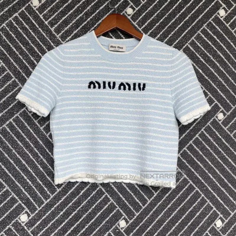 Miu Miu Summer Blue Nylon T-Shirt .
