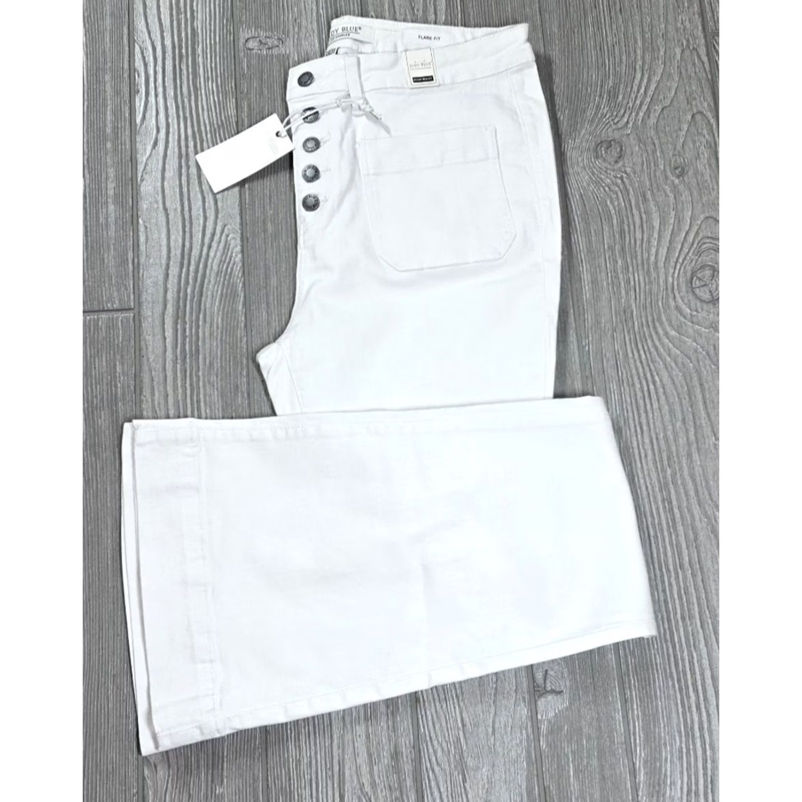 Vintage Judy Blue White High Waist Flare Button Fly Jeans Womens 33x33 Size 36" / US 14 / IT 50 - 2 Thumbnail
