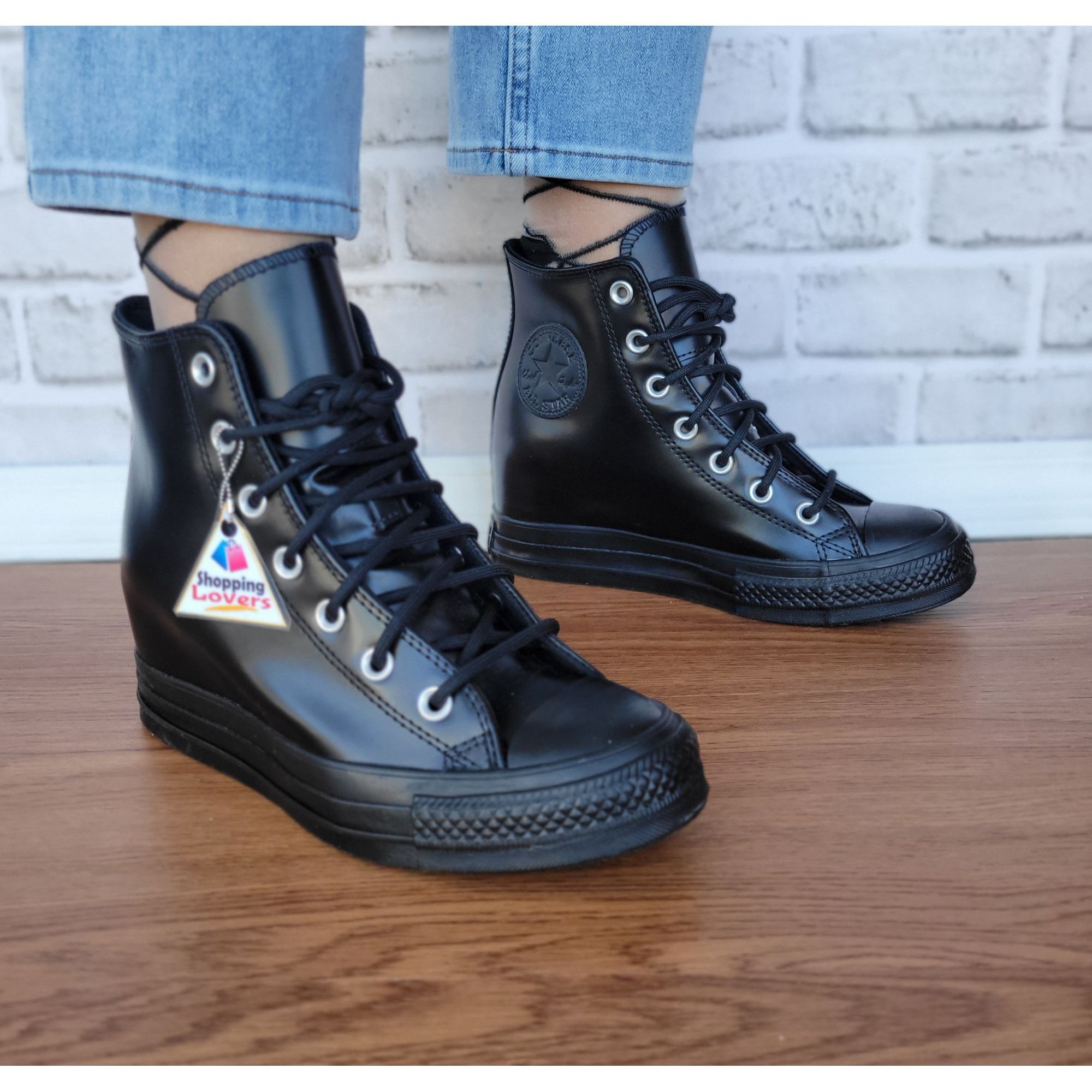 Converse ⭐Converse Chuck Taylor All Star Wedge Platform 8.5 Patent Le Size US 8.5 / IT 38.5 - 11 Thumbnail