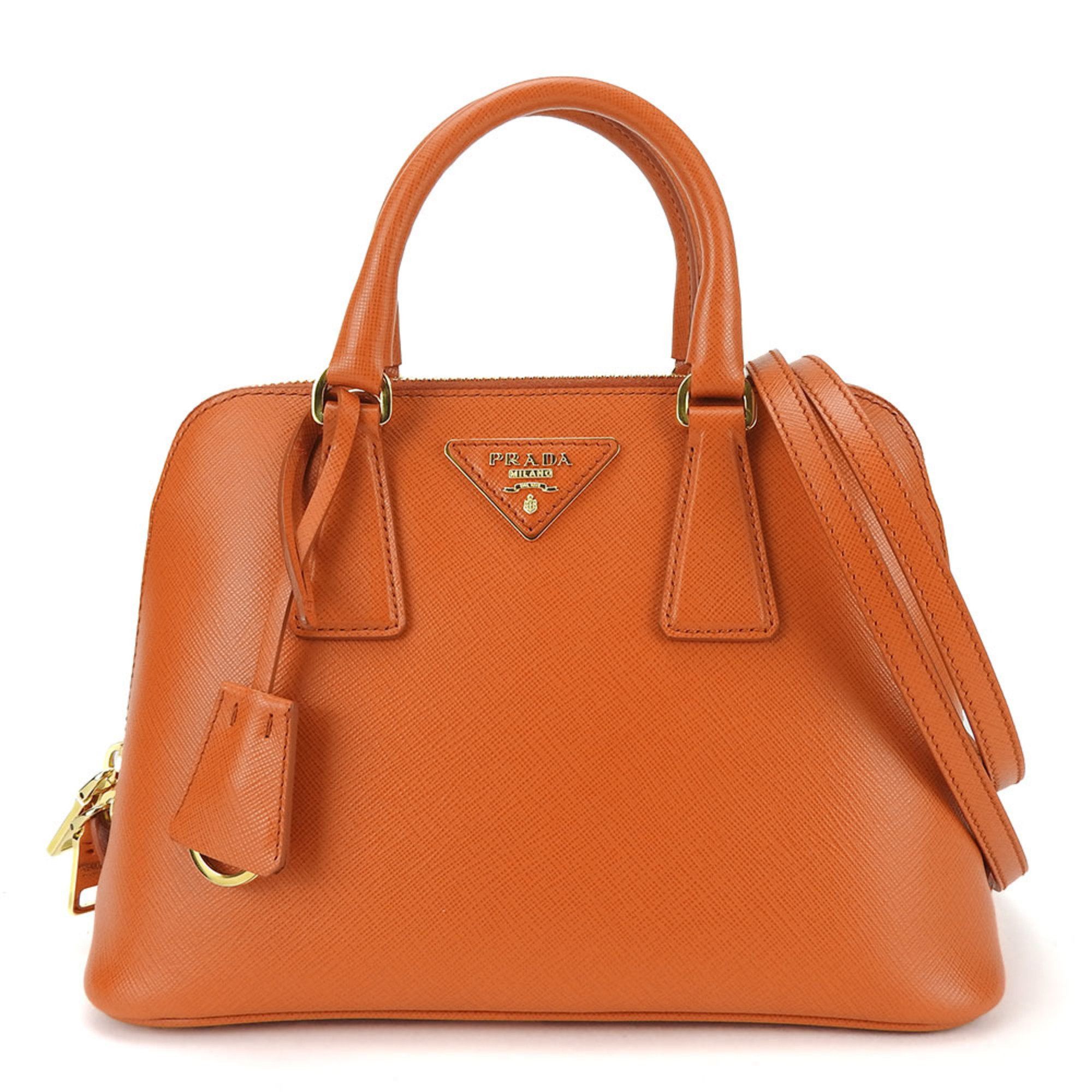image of Prada Handbag Bl0838 Saffiano Leather Papaya Orange Shoulder Bag For Women Prada