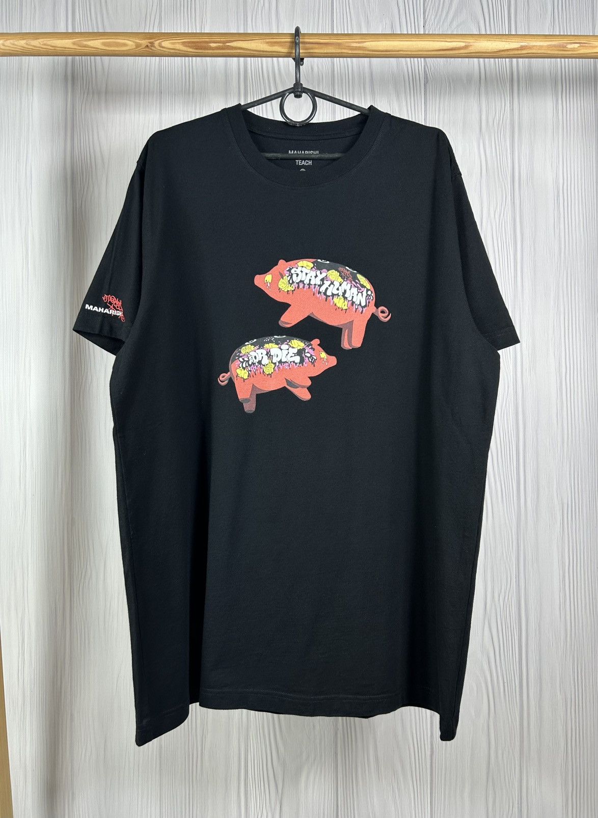 Maharishi Limited Rare MAHARISHI Teach Oker Stay Human Or Die T-Shirt Size US L / EU 52-54 / 3 - 1 Thumbnail