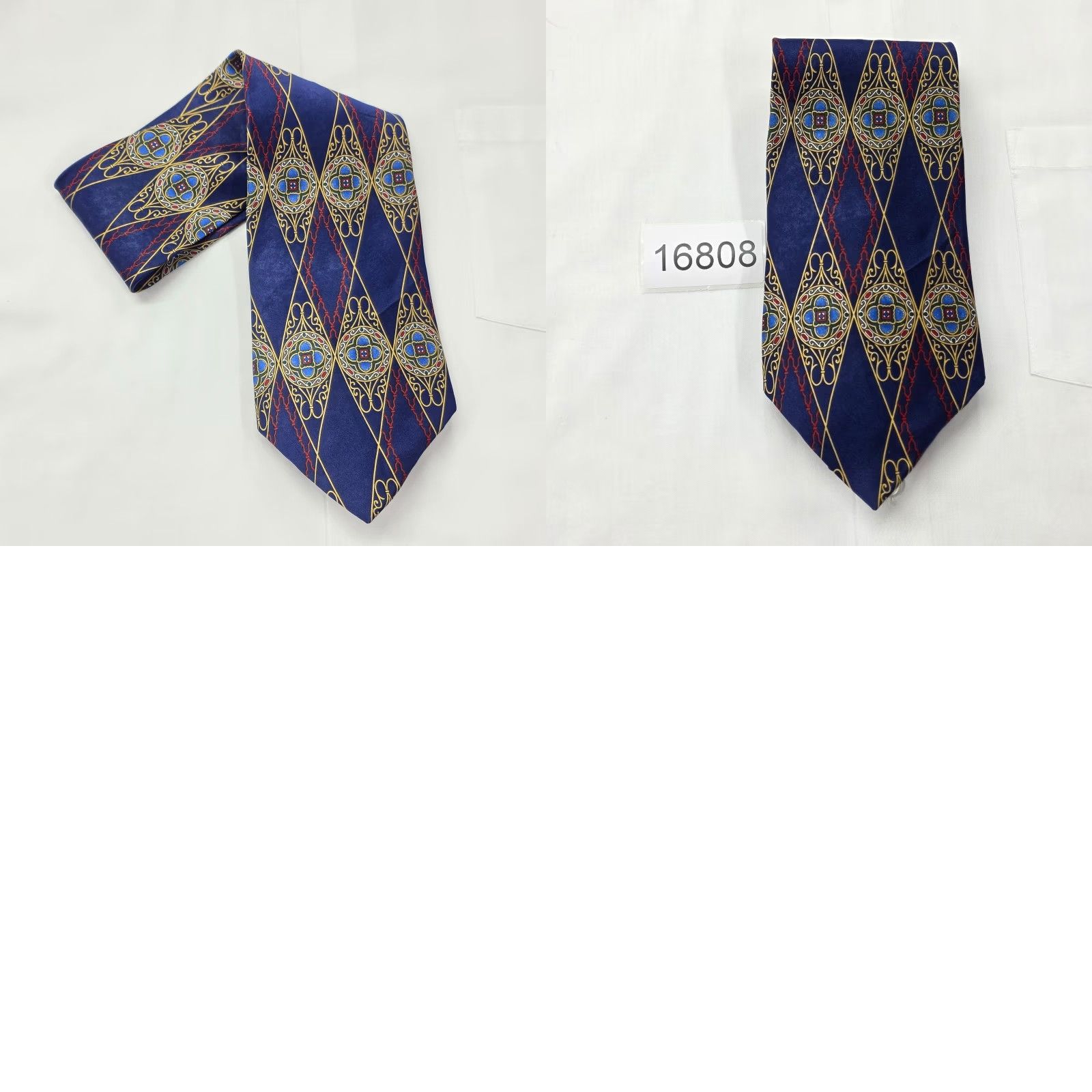 Oscar De La Renta Vintage Oscar de la Renta Necktie Mens Blue Silk Geometric Pattern USA Designer Tie Size ONE SIZE - 8 Thumbnail