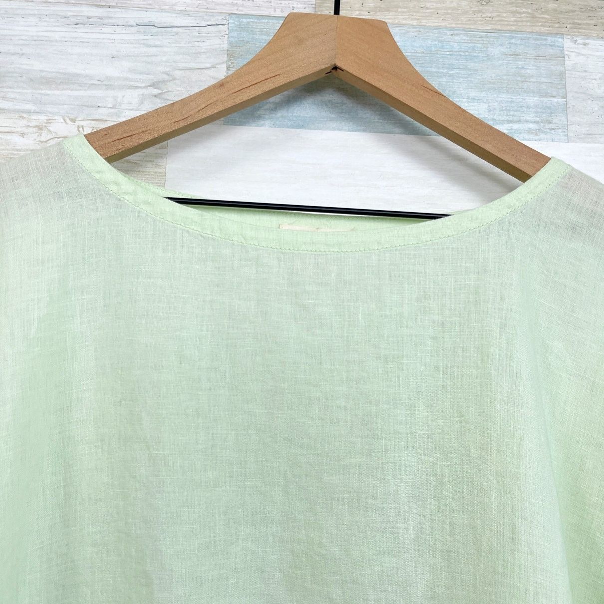 Eileen Fisher Organic Linen Top Green Lagenlook Womens M