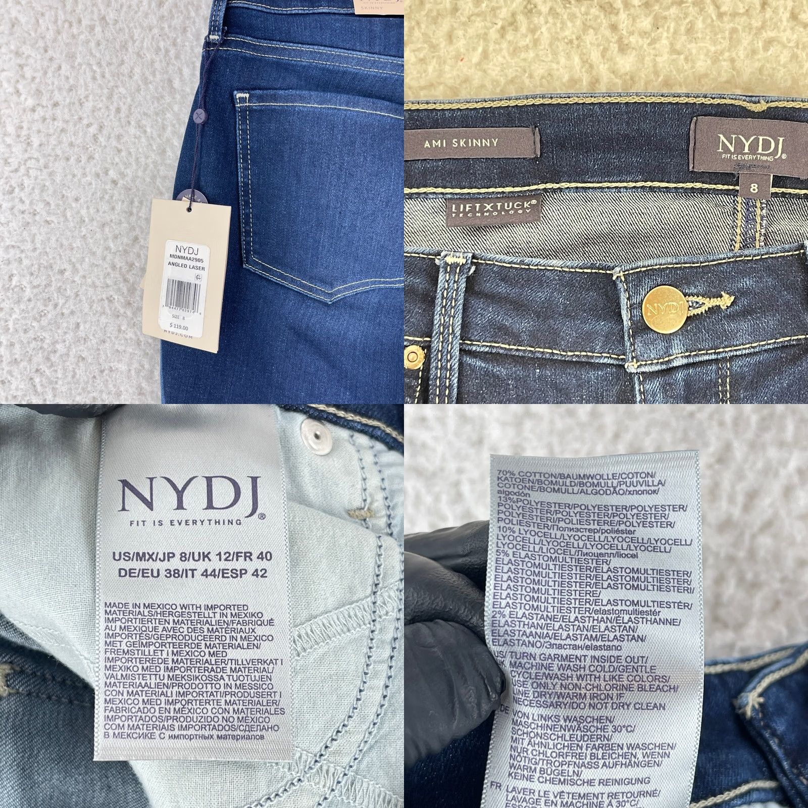 NYDJ VINTAGE NYDJ Jeans Womens Size 8 Ami Skinny Leg Denim Mid-Rise Dark Wash Blue Denim Skinny Jeans Womens 8 NYDJ City College Preppy Size 30" / US 8 / IT 44 - 10 Thumbnail