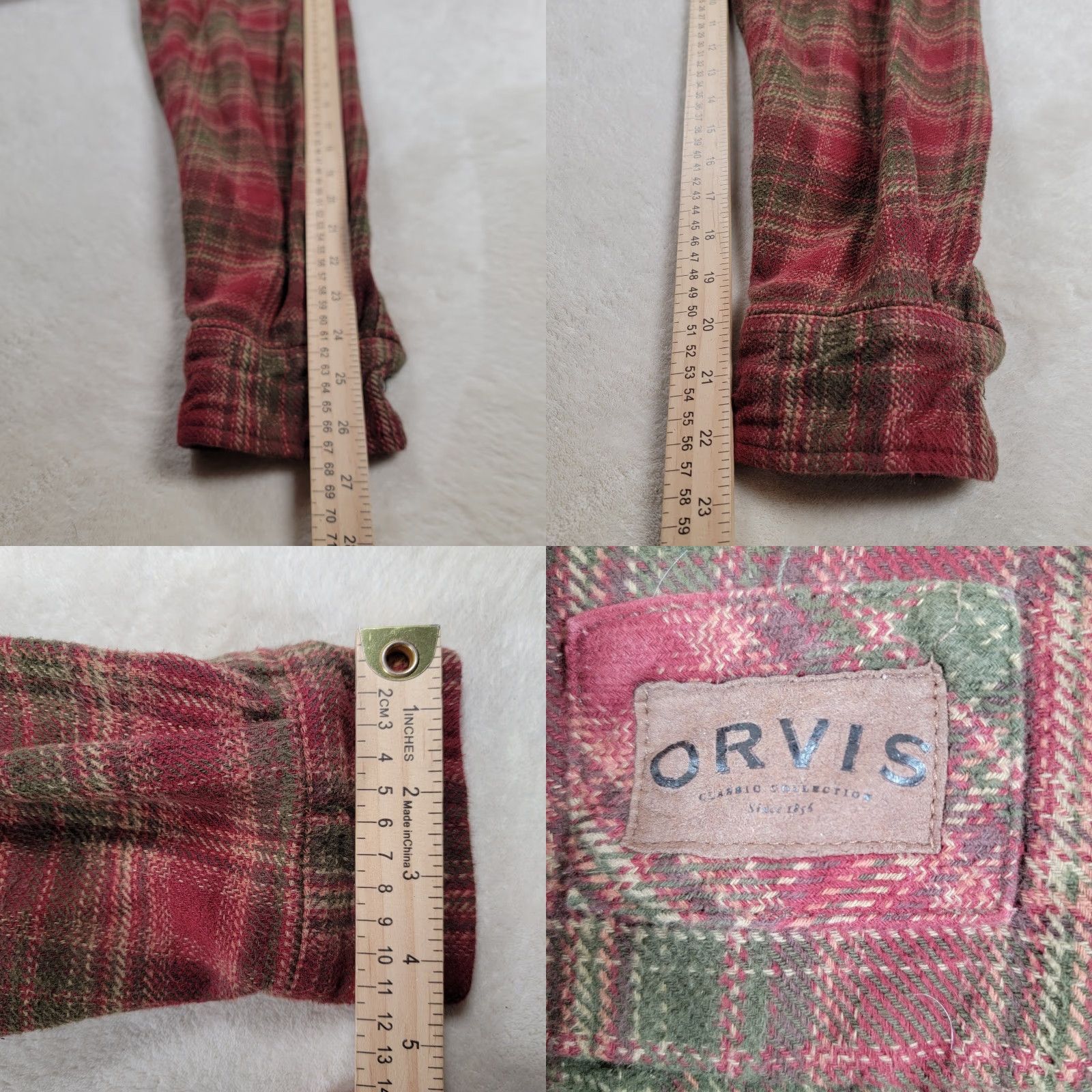 Orvis Orvis Shirt Mens XL Red Plaid Heavyweight Flannel Double Pocket Hand Warmer Size US XL / EU 56 / 4 - 9 Thumbnail