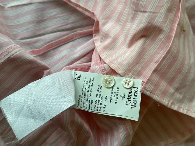 Vivienne Westwood Vivienne Westwood Pink striped arched cut shirt Size L / US 10 / IT 46 - 6 Thumbnail
