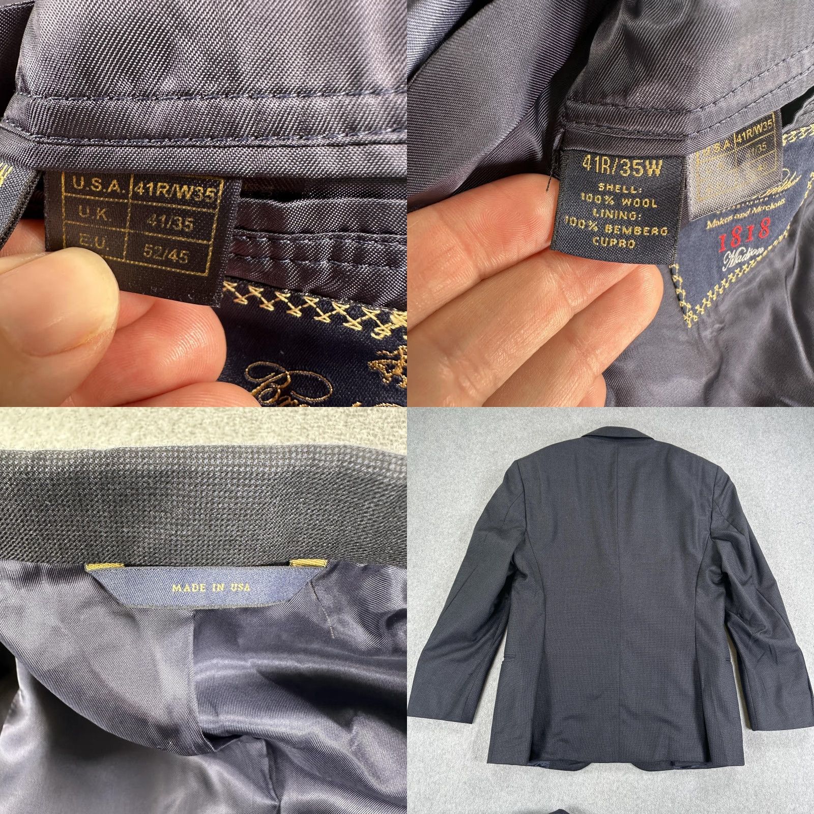 Brooks Brothers Brooks Brothers 1818 Madison Suit Blazer Pants Mens 52 34W Blue Wool 2 Piece USA Size 52R - 8 Thumbnail