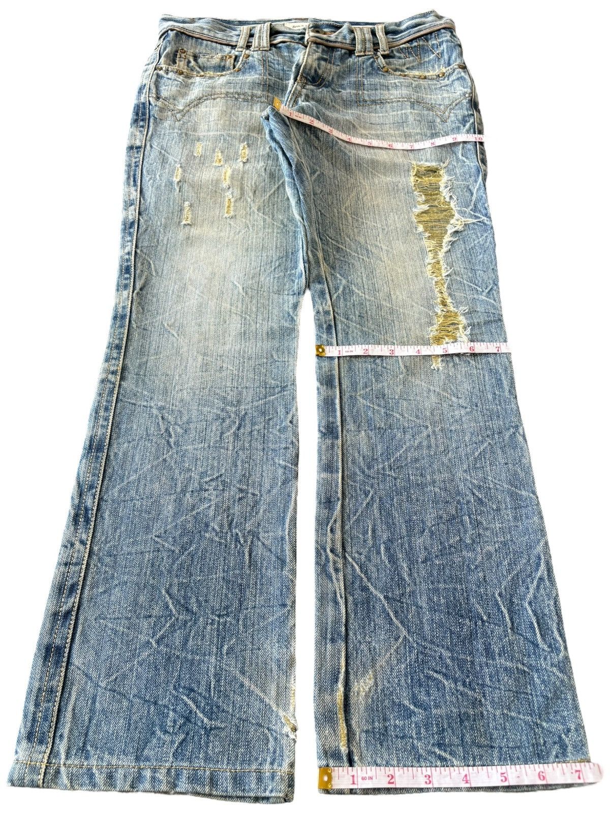 Hysteric Glamour Vintage Japanese Brand Crack Fade Distressed Bootcut Jeans Size 32" / US 10 / IT 46 - 13 Thumbnail