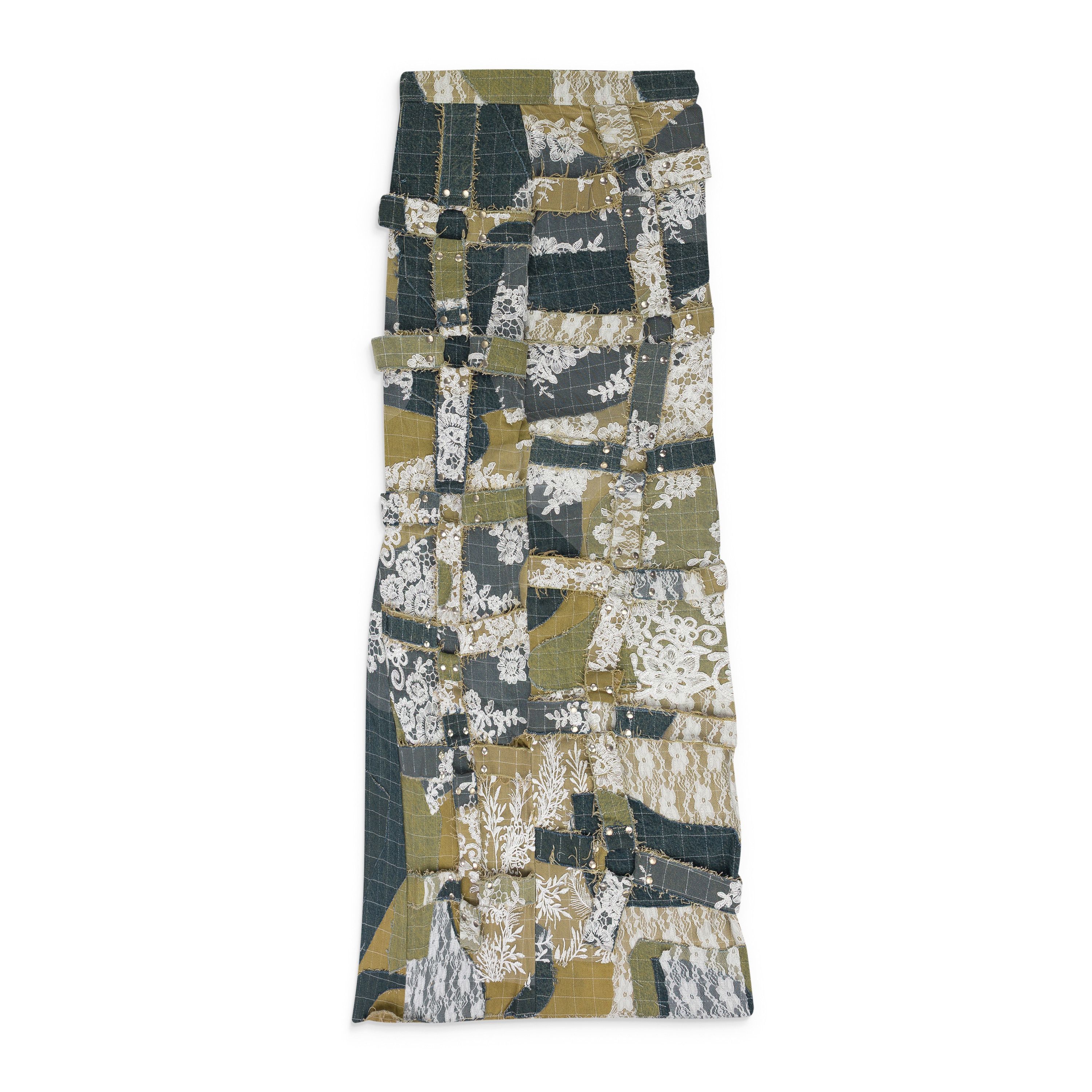 Who Decides War BLUE AFFINITY GRID BONDAGE MAXI SKIRT SIZE 27