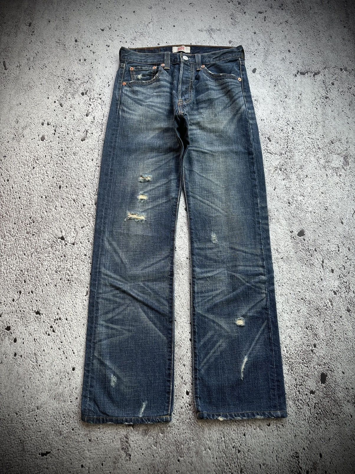Levi's Levis 501 Distressed Denim style Jeans Size US 28 / EU 44 - 2 Thumbnail