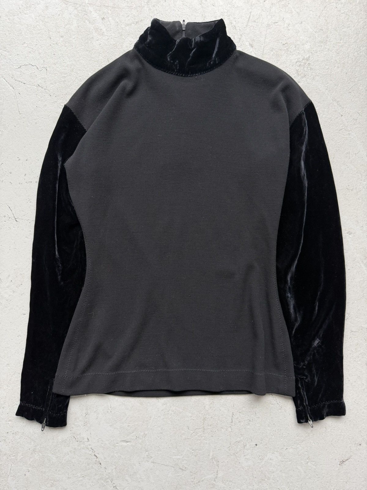 Jean Paul Gaultier Jean Paul Gaultier Stretch Black Velour Quarter Zip Size S / US 4 / IT 40 - 4 Thumbnail