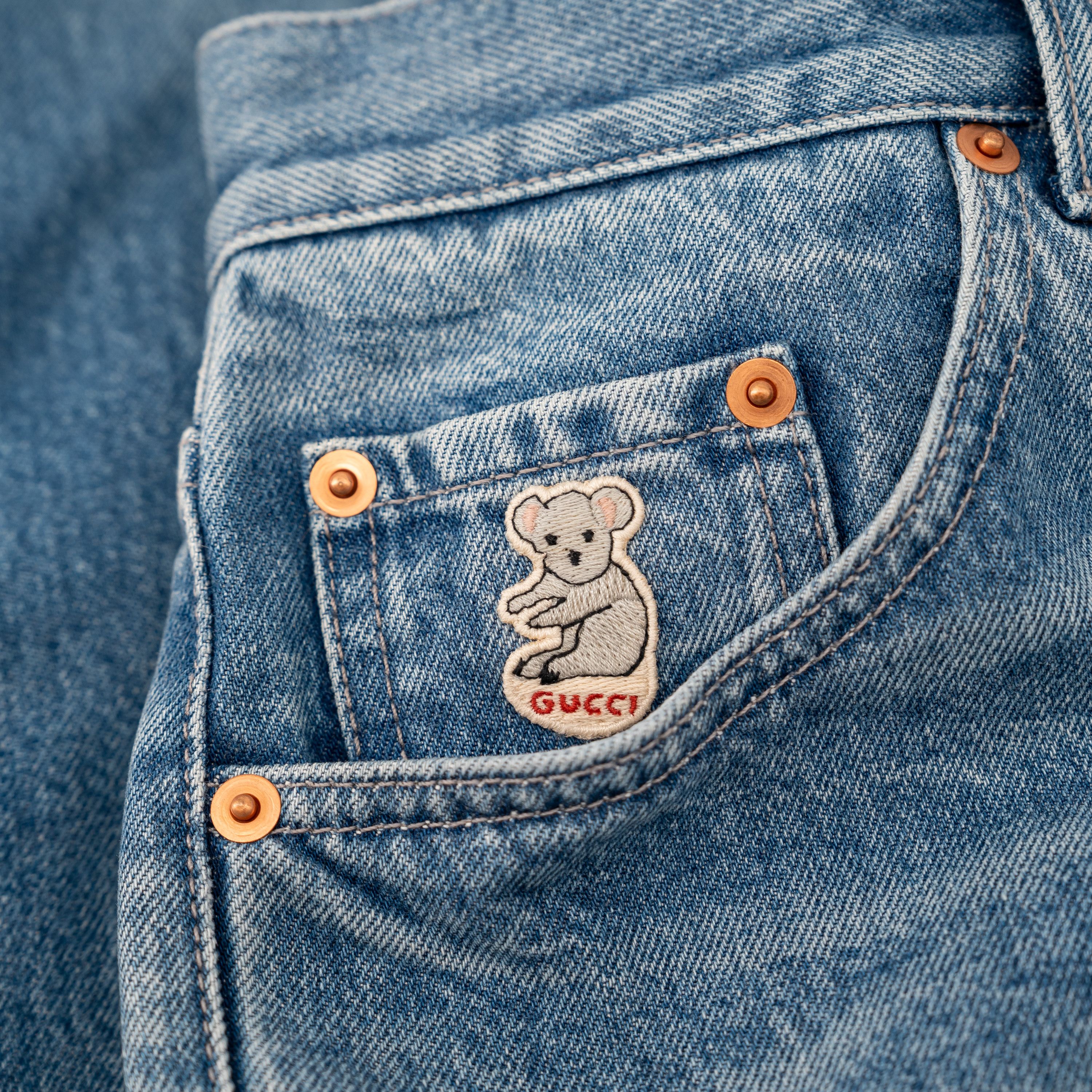 Gucci 32 - Gucci Washed Organic Denim Pant with Koala Patch Jeans Size US 32 / EU 48 - 10 Thumbnail