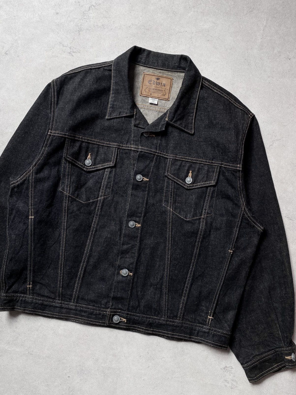 Edwin Vintage 90s EDWIN🇯🇵 Trucker Denim Jacket Black Size US L / EU 52-54 / 3 - 3 Thumbnail