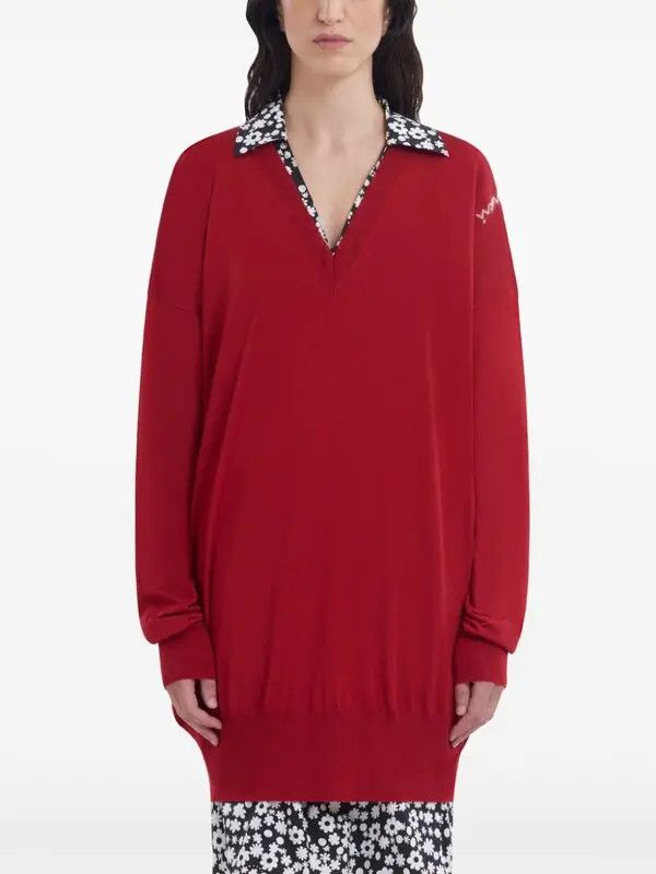 Marni o1w1db10426 V-Neck Jumper in Red Size L / US 10 / IT 46 - 3 Thumbnail