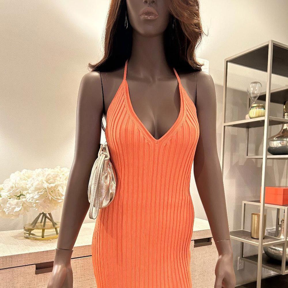 Designer Gauge81 Tala Ribbed-knit Halterneck Mini Dress In Apricot Size S / US 4 / IT 40 - 4 Thumbnail