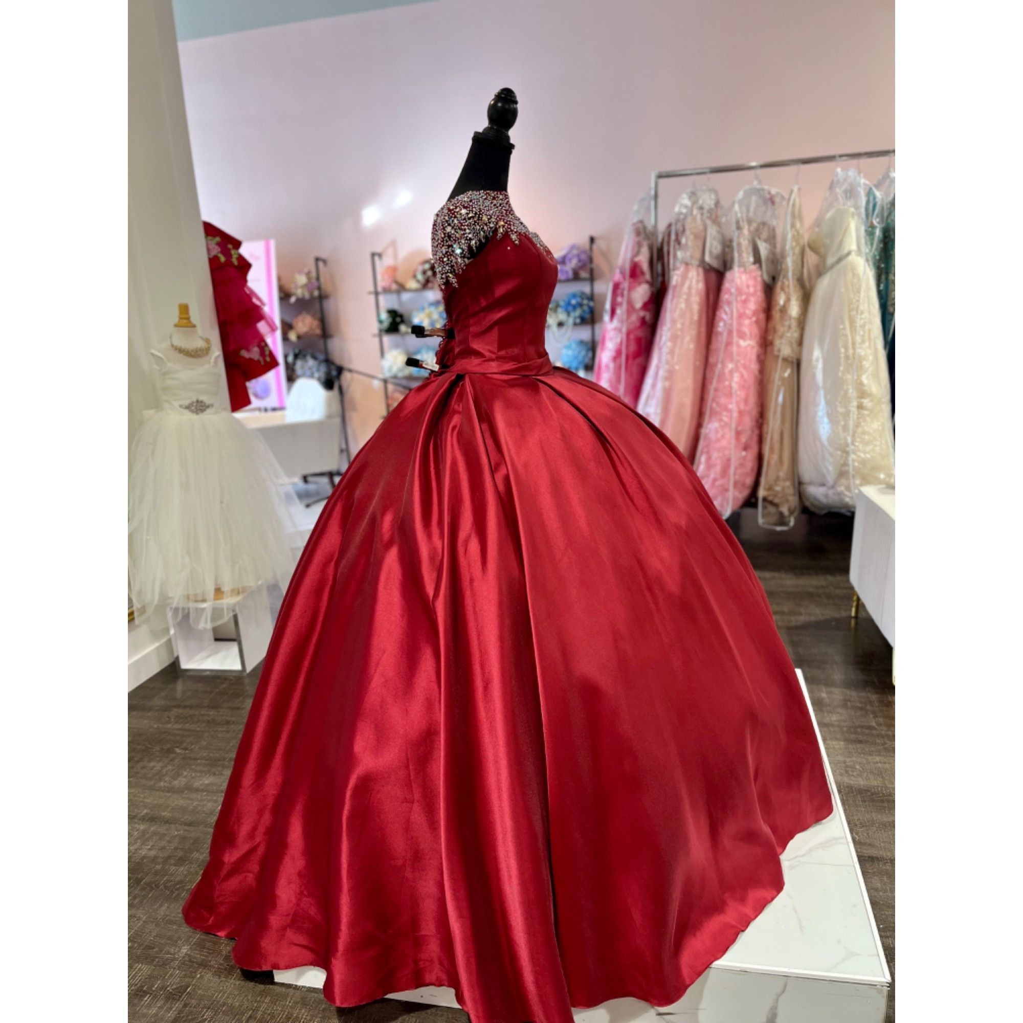 Other House of Wu Lace-up Ballgown 12 Wine Mikado Fabric Size XL / US 12-14 / IT 48-50 - 4 Thumbnail