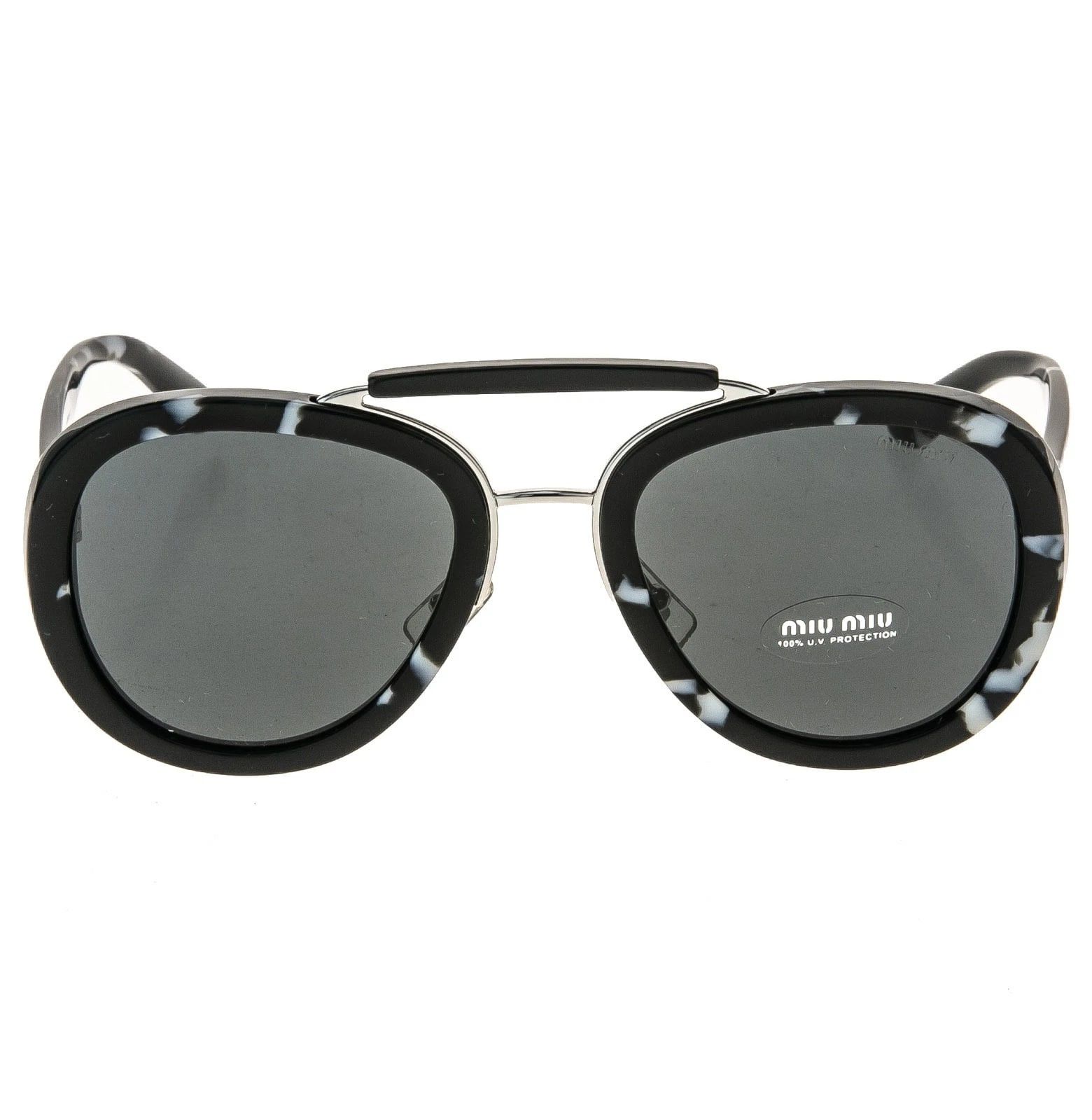 Miu Miu MIU MIU MU05VS COLLECTION 05V White Black Aviator Sunglasses Size ONE SIZE - 9 Thumbnail