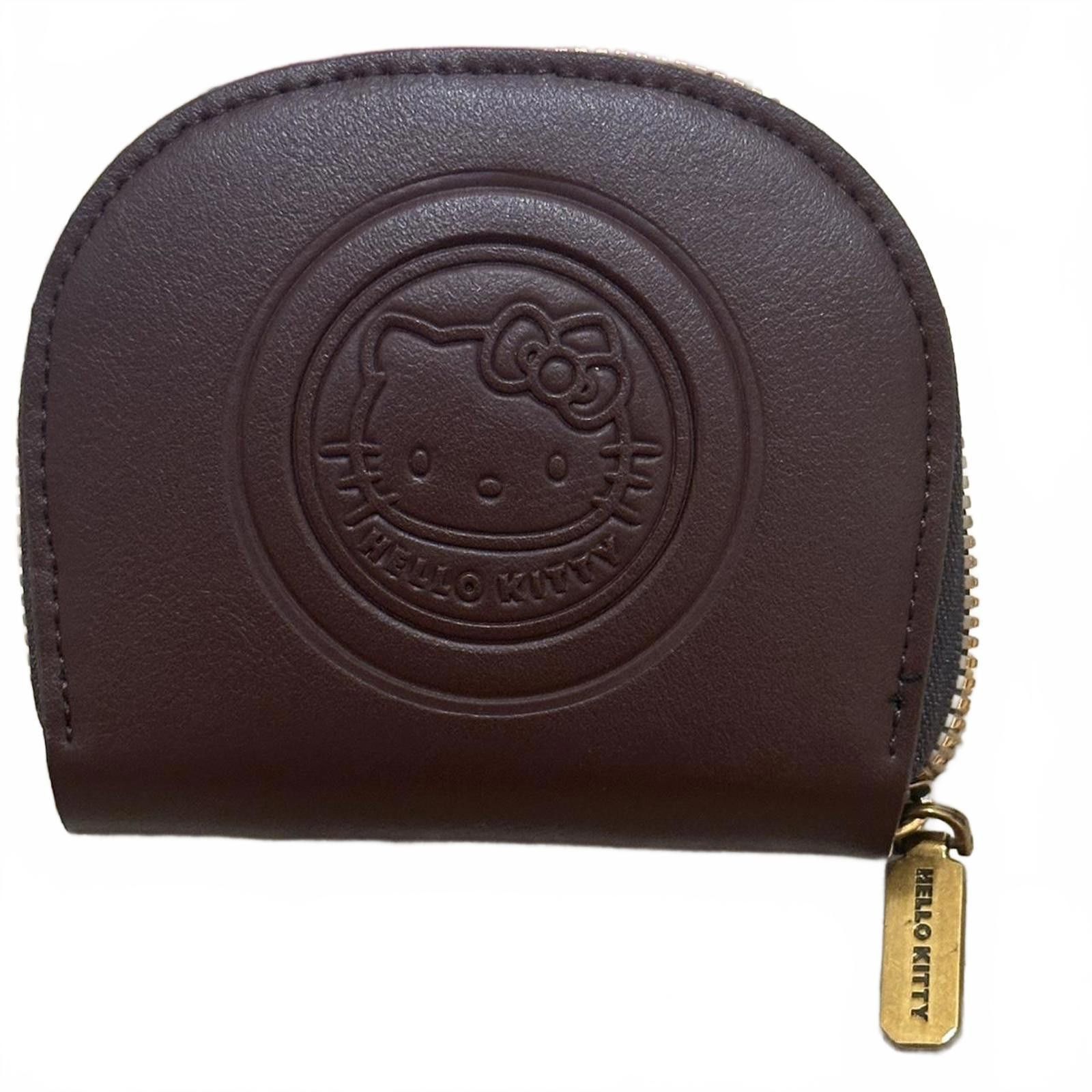Designer Brown And Gold Hello Kitty Coin Purse, Women's