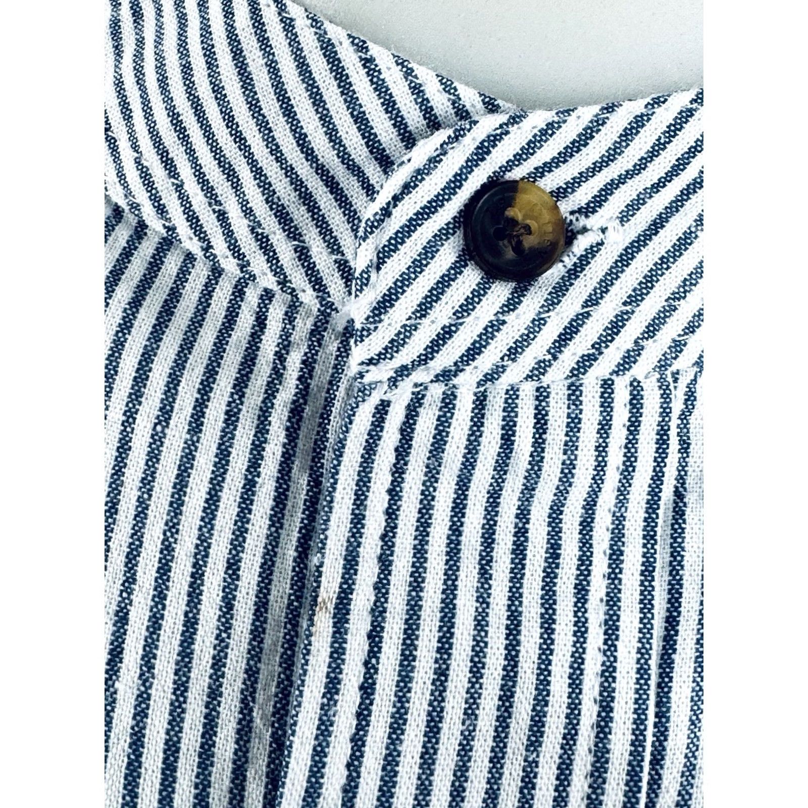 Lee LEE VALLEY Ireland LINEN BLEND Collarless Grandpa Engineer Stripe XL 3XL Shirt Men Blue White Button-Up Long Sleeve 3XL Mens B11 Size US XXL / EU 58 / 5 - 2 Thumbnail