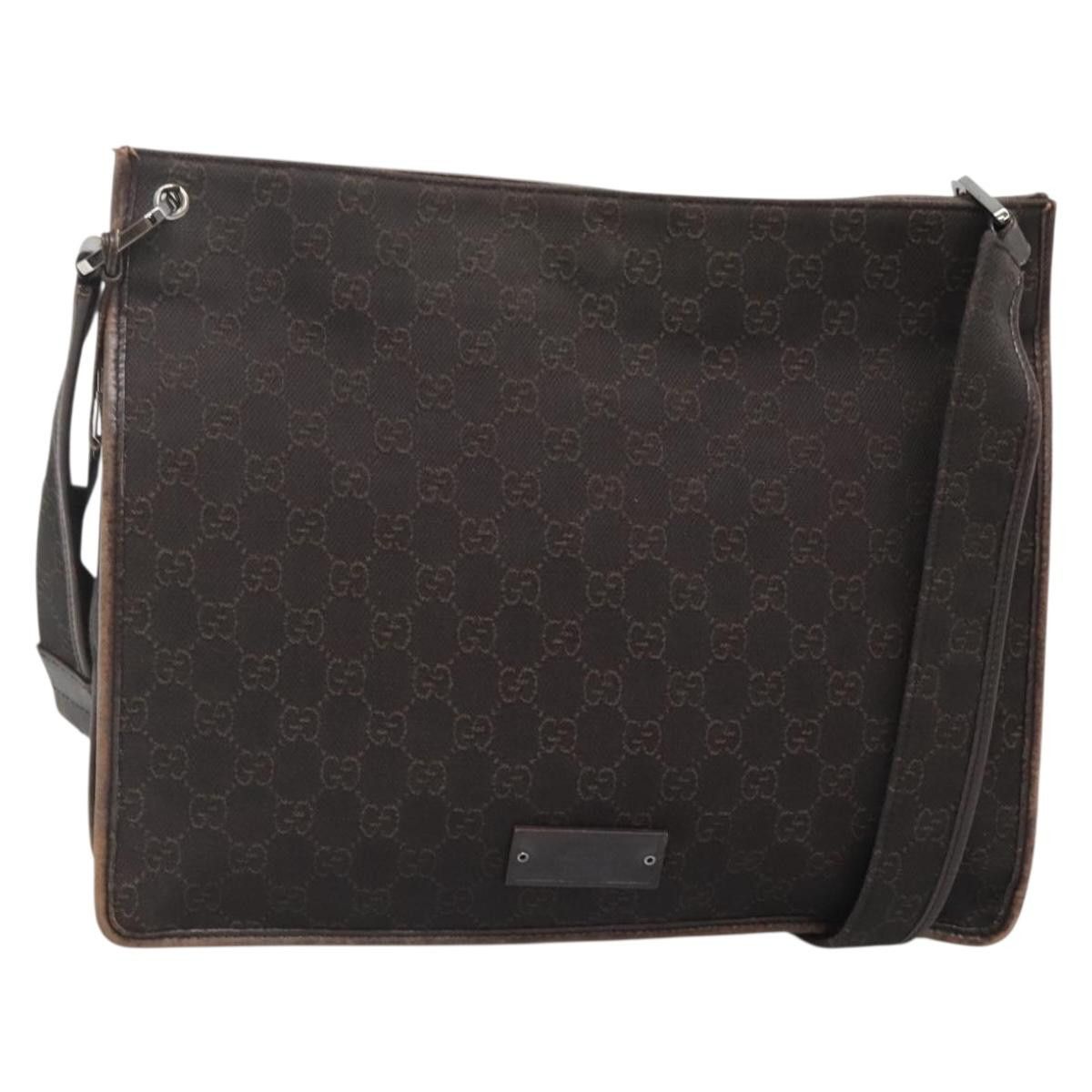 Gucci GUCCI GG Canvas Shoulder Bag Dark Brown Size ONE SIZE - 1 Thumbnail