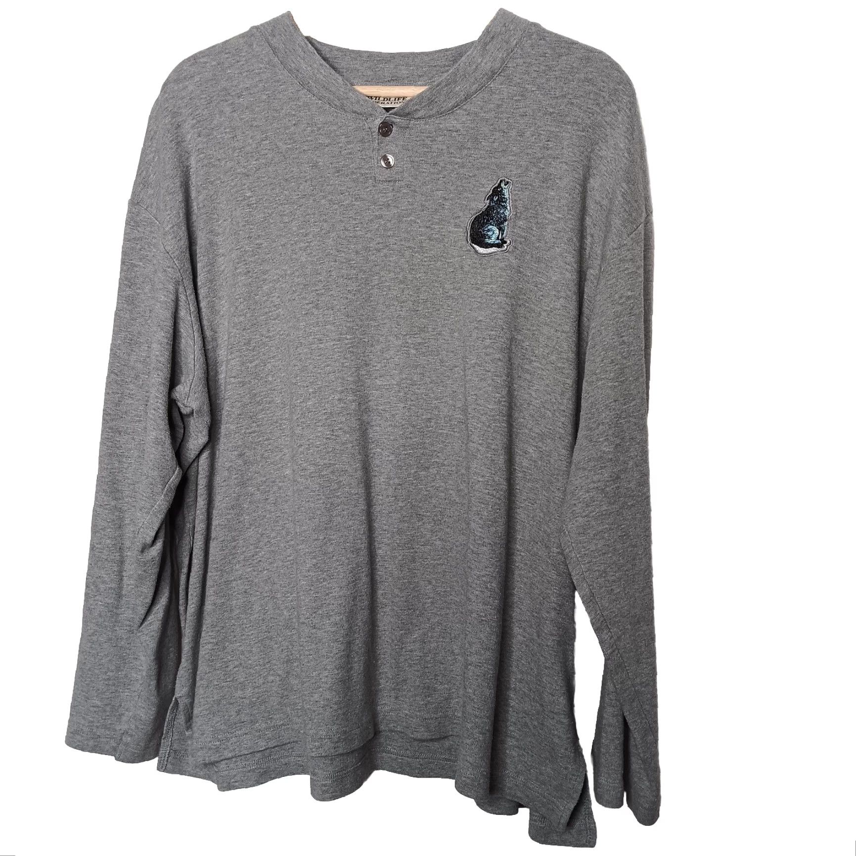 Vintage VINTAGE World Wildlife Federation Shirt Wolf 2XL Henley Gray Casual Nature Womens Size XXL / US 16-18 / IT 52-54 - 2 Thumbnail