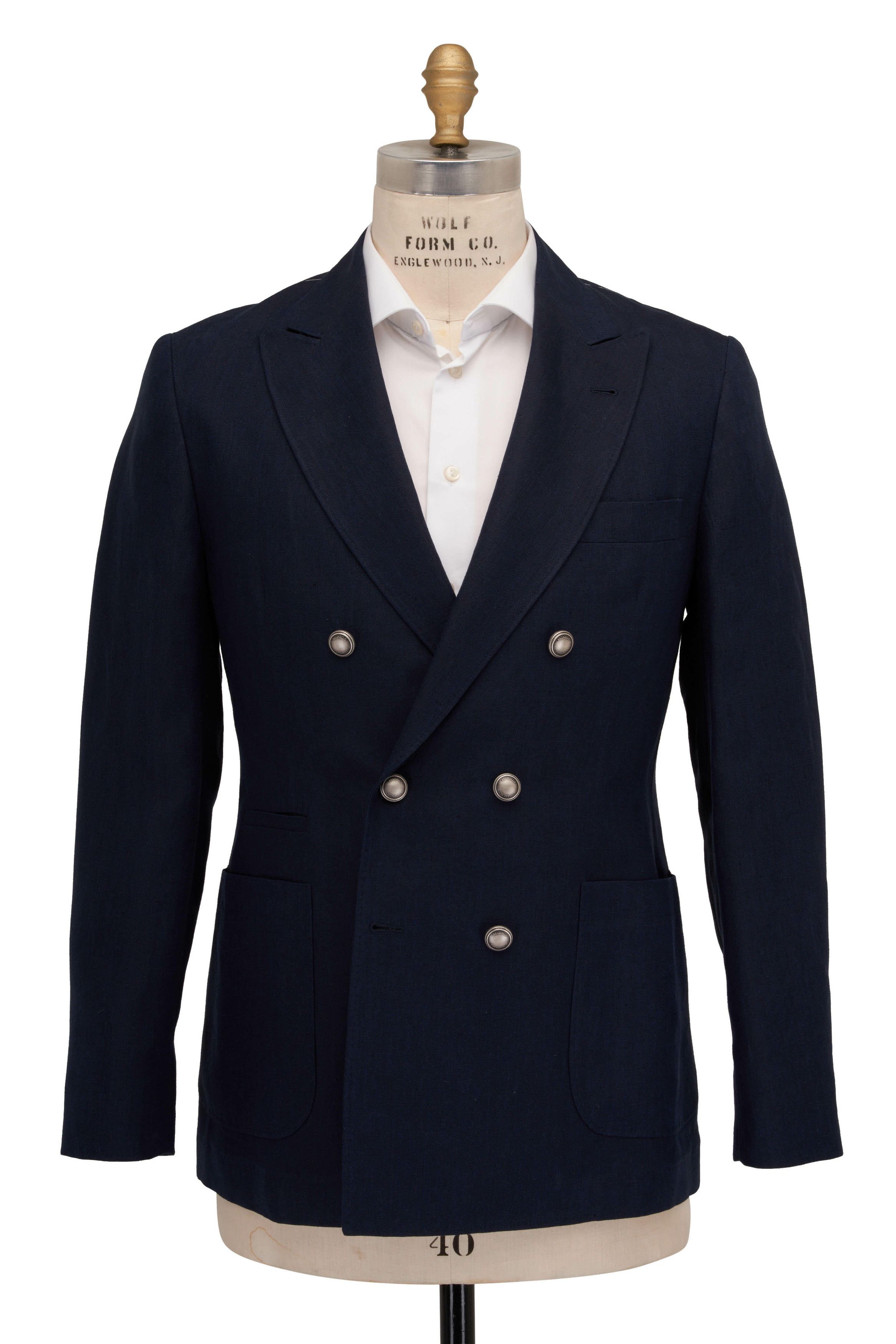 Brunello Cucinelli o1mtch0225 Double Breasted Sportcoat in Navy Size US L / EU 52-54 / 3 - 1 Thumbnail