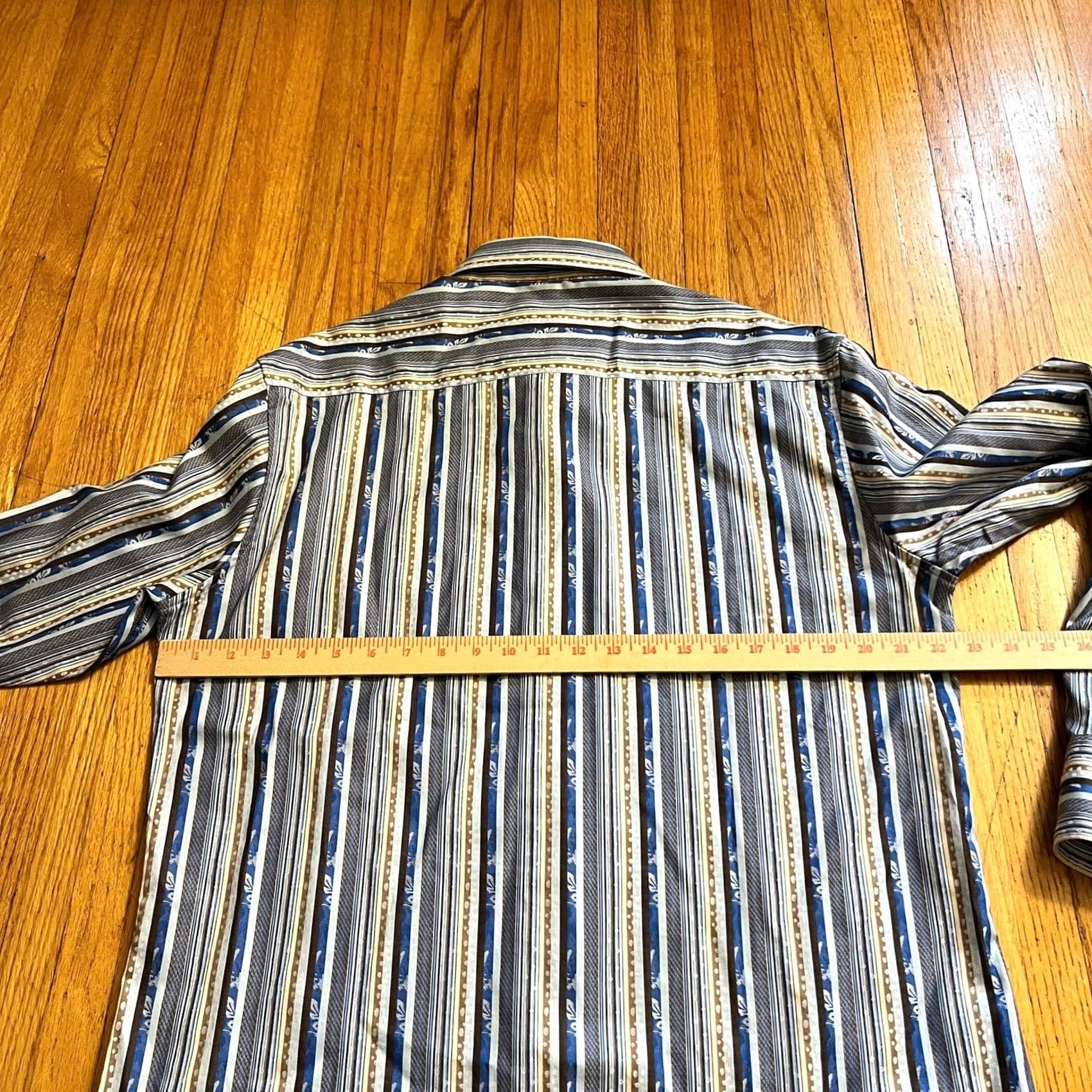 Robert Graham Robert Graham Shirt Mens Large Stripe Blue Gold Button Up Size US L / EU 52-54 / 3 - 7 Thumbnail