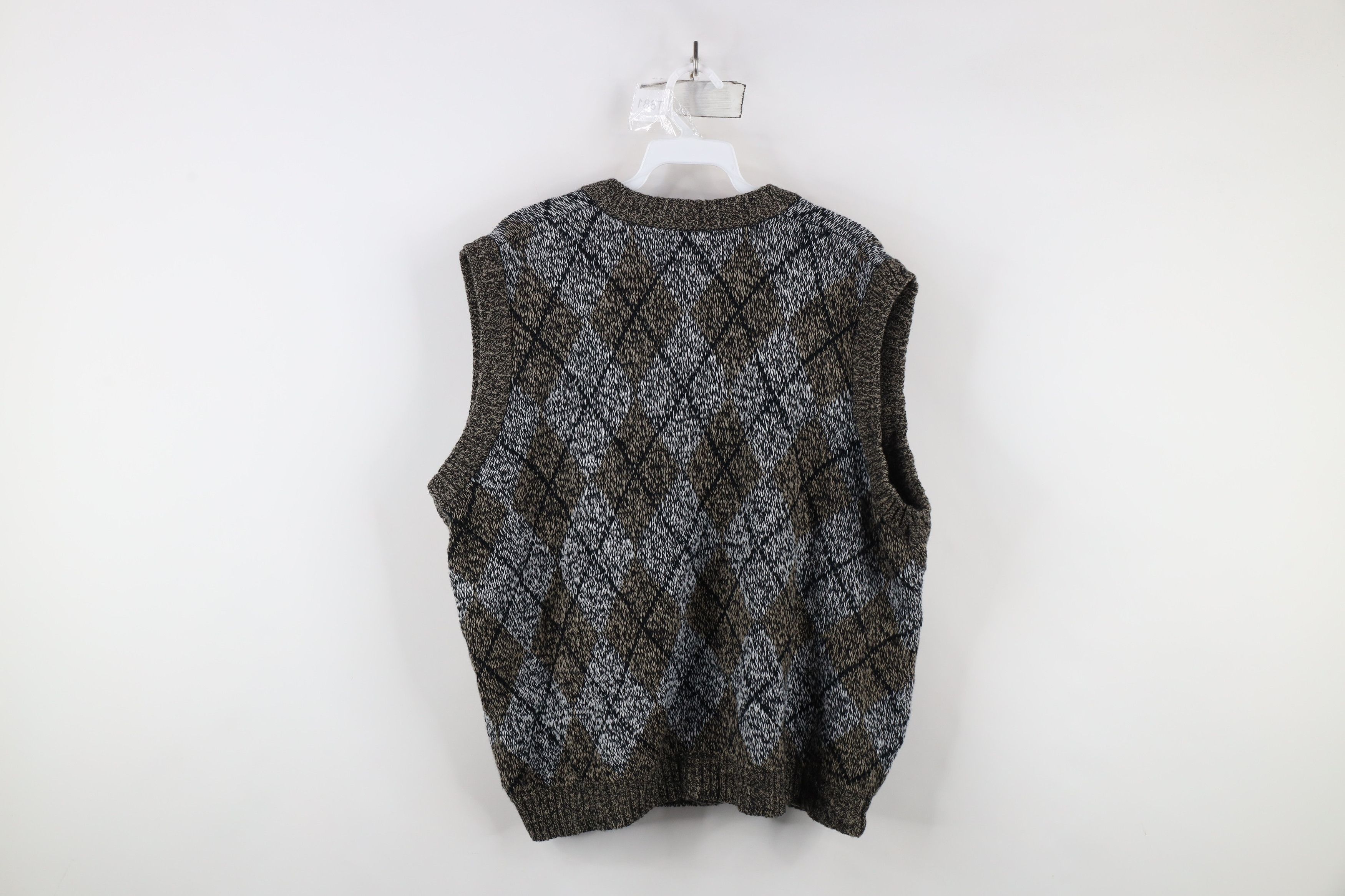 Vintage Vintage 90s Streetwear Diamond Knit Cardigan Sweater Vest Size US XL / EU 56 / 4 - 7 Thumbnail