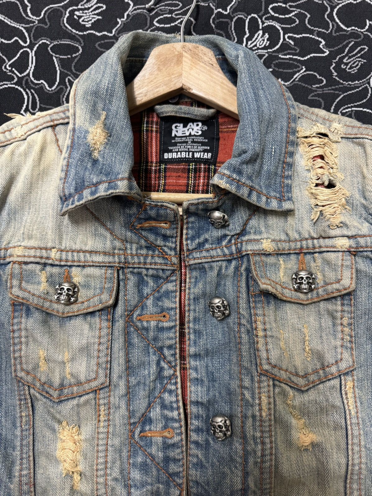 Other 2000s GLAD NEWS PUNK DENIM JACKET Size US XS / EU 42 / 0 - 2 Thumbnail