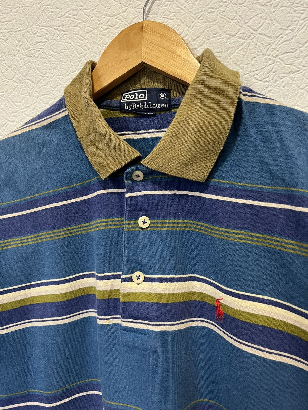 Polo Ralph Lauren Vintage Polo Ralph Lauren Blue T Shirt Polo Striped Size US XL / EU 56 / 4 - 2 Thumbnail