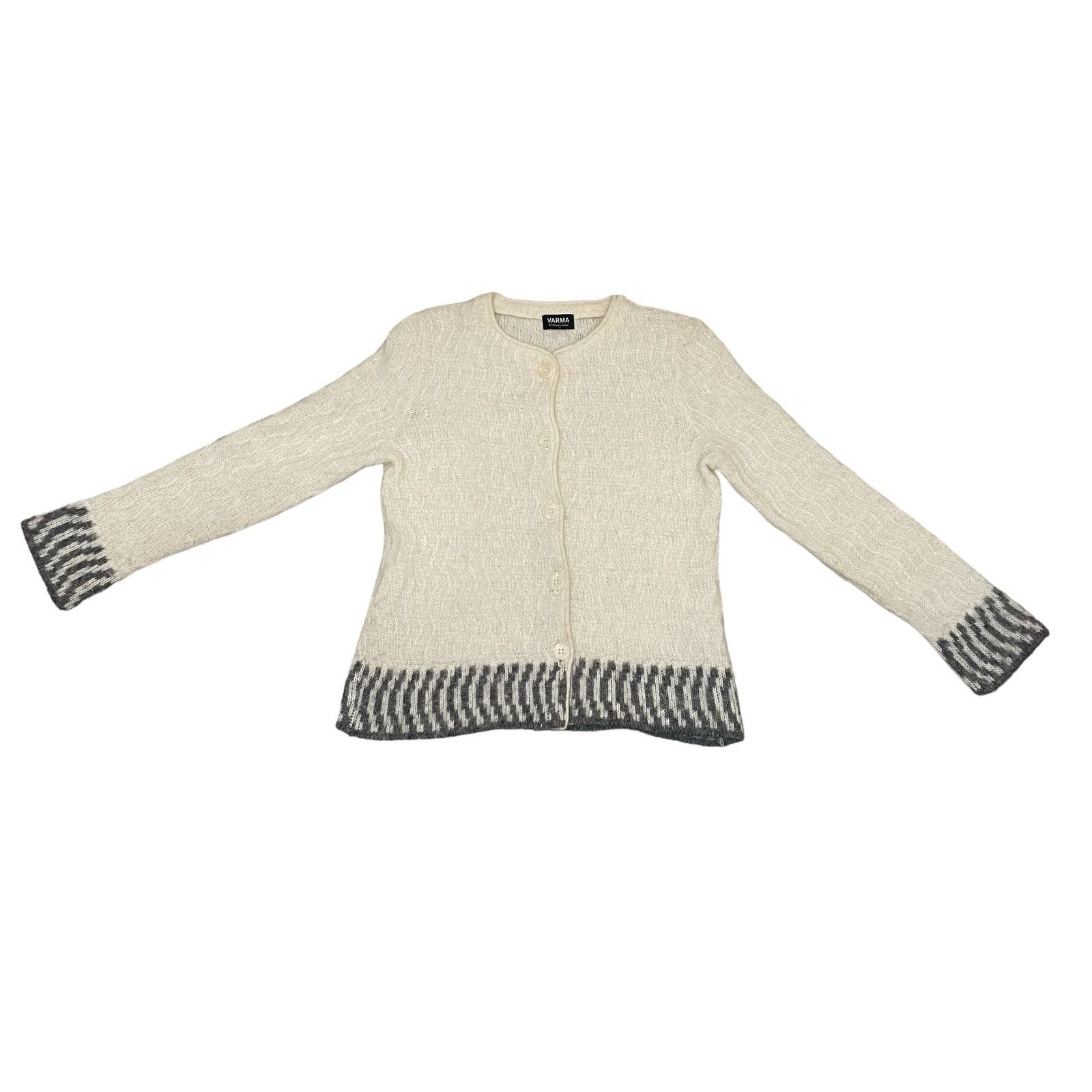 Other Varma Icelandic Wool Knit Cardigan Sweater Cream Gray Small Size S / US 4 / IT 40 - 6 Thumbnail