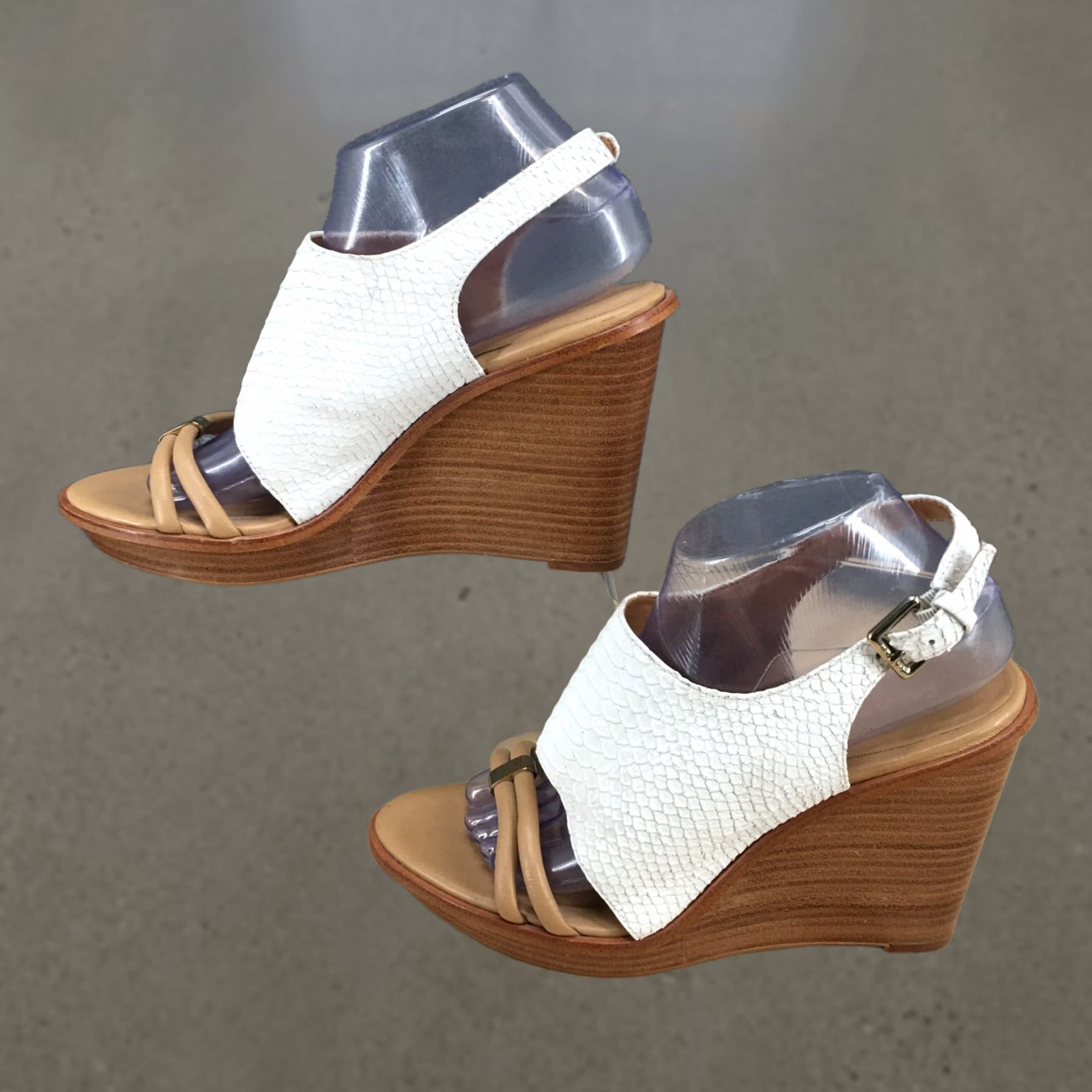 Calvin Klein Calvin Klein Sandals Womens 9 M Prina Slingback White Wedge Heels Comfort Casual Size US 9 / IT 39 - 1 Thumbnail