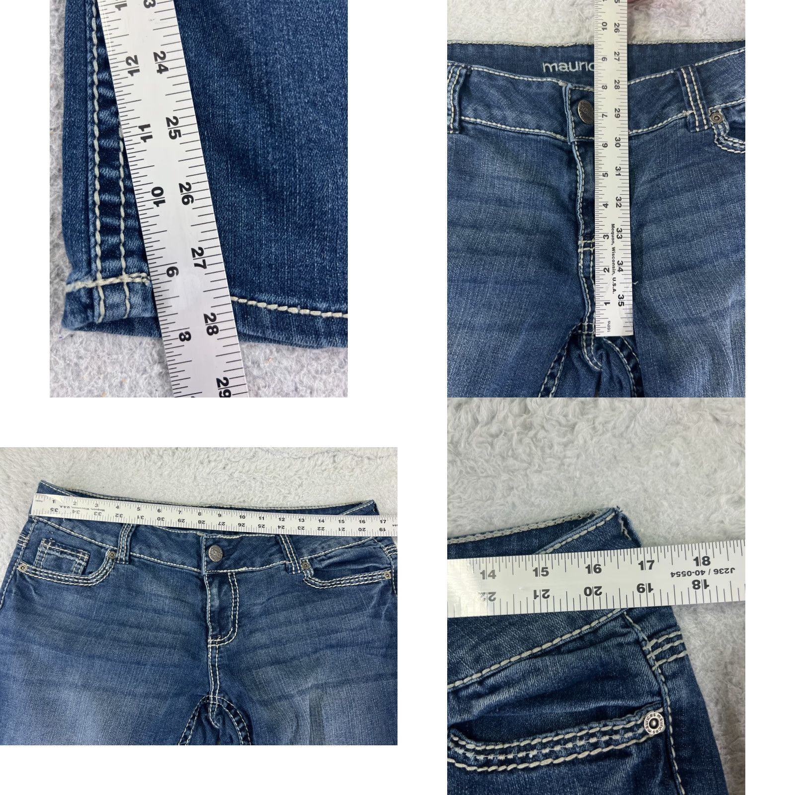 Vintage Maurices Jeans Women 9 Blue Denim Bootcut Low Rise 32x28 Cotton 5-Pocket Denim Stretch Jeans Mens No? Wait. Size 30" / US 8 / IT 44 - 8 Thumbnail