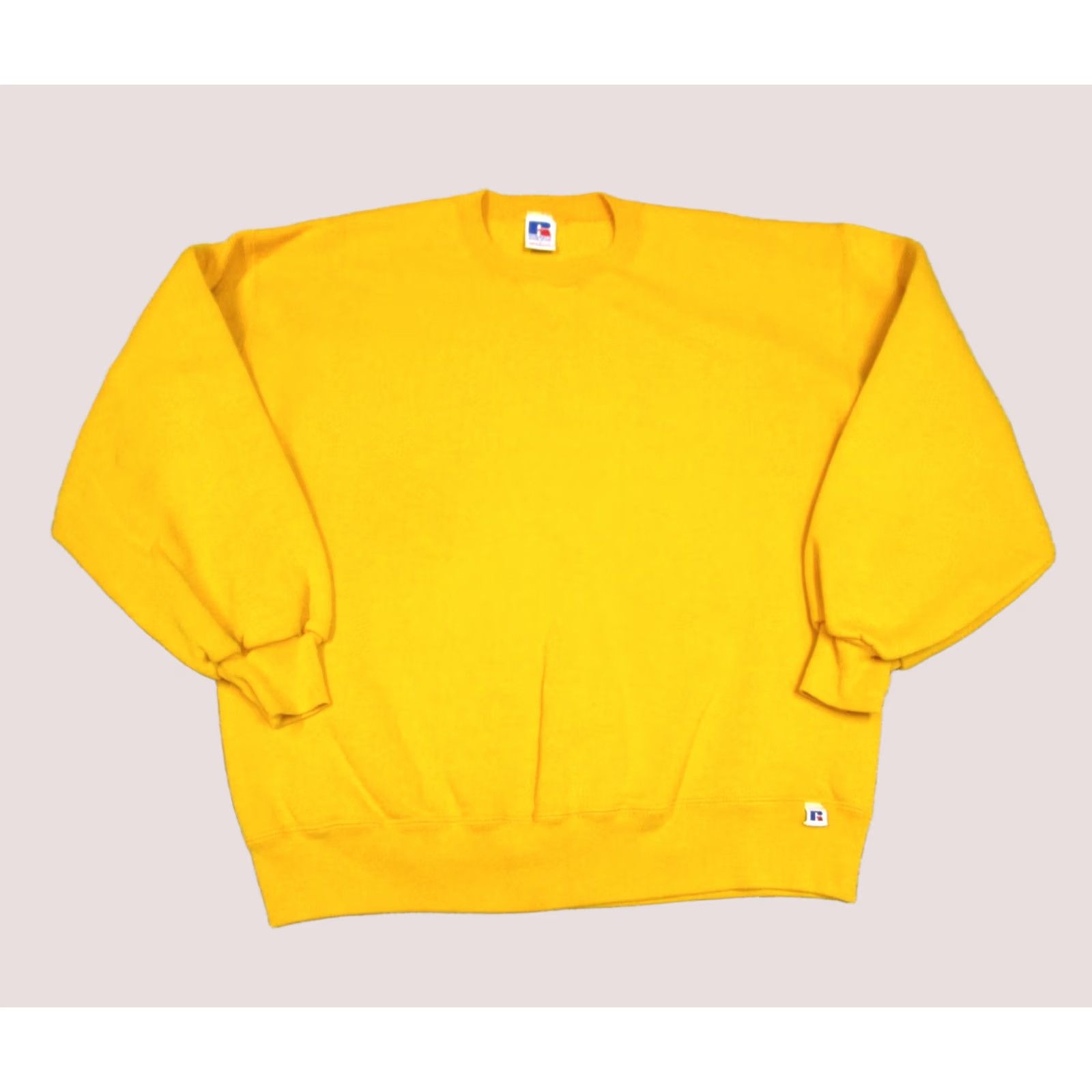 Russell Athletic VINTAGE Russell Athletic Sweatshirt Mens Large Crewneck Pullover USA 90s Yellow Cotton Polyester Knit Logo Sweatshirt Mens 90s Retro USA Size US L / EU 52-54 / 3 - 1 Thumbnail