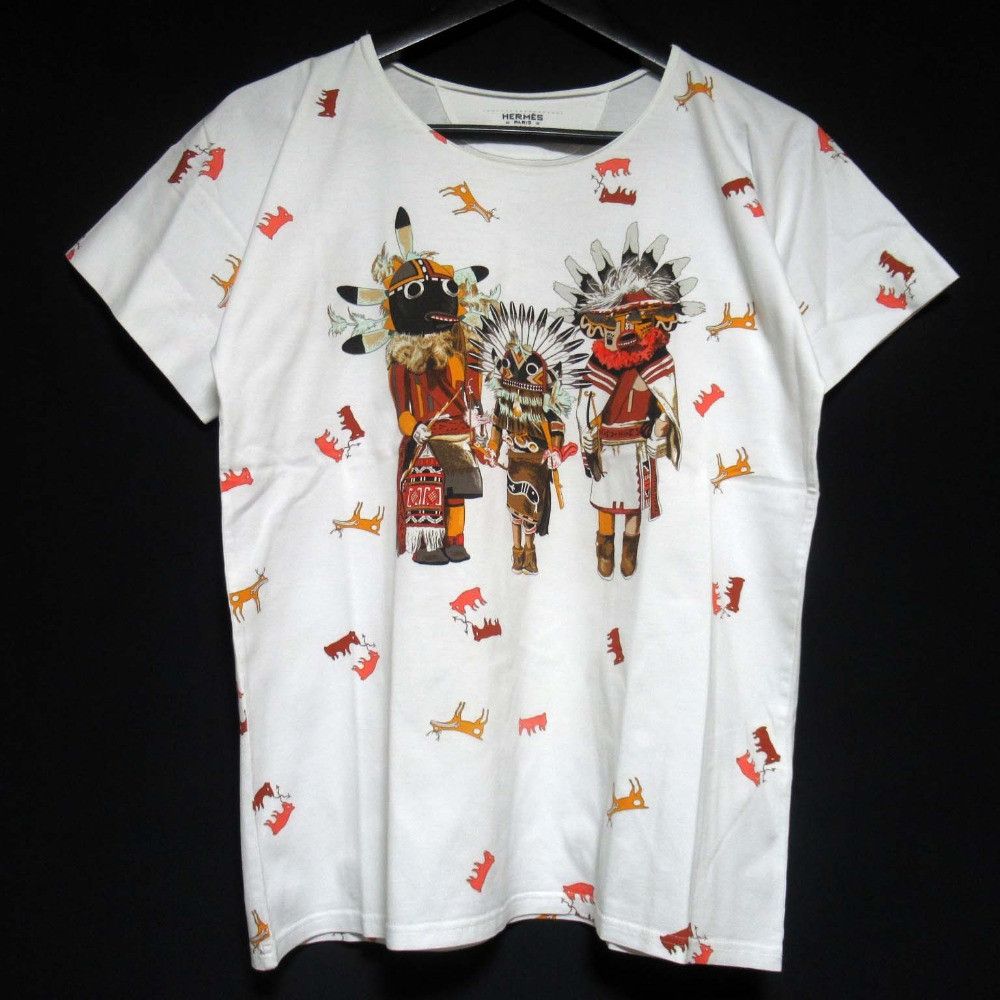 Hermes Hermes Hermès Kachina Print Cotton T-shirt36 Textile T-Shirts DUTY FREE for USA Size ONE SIZE - 1 Thumbnail