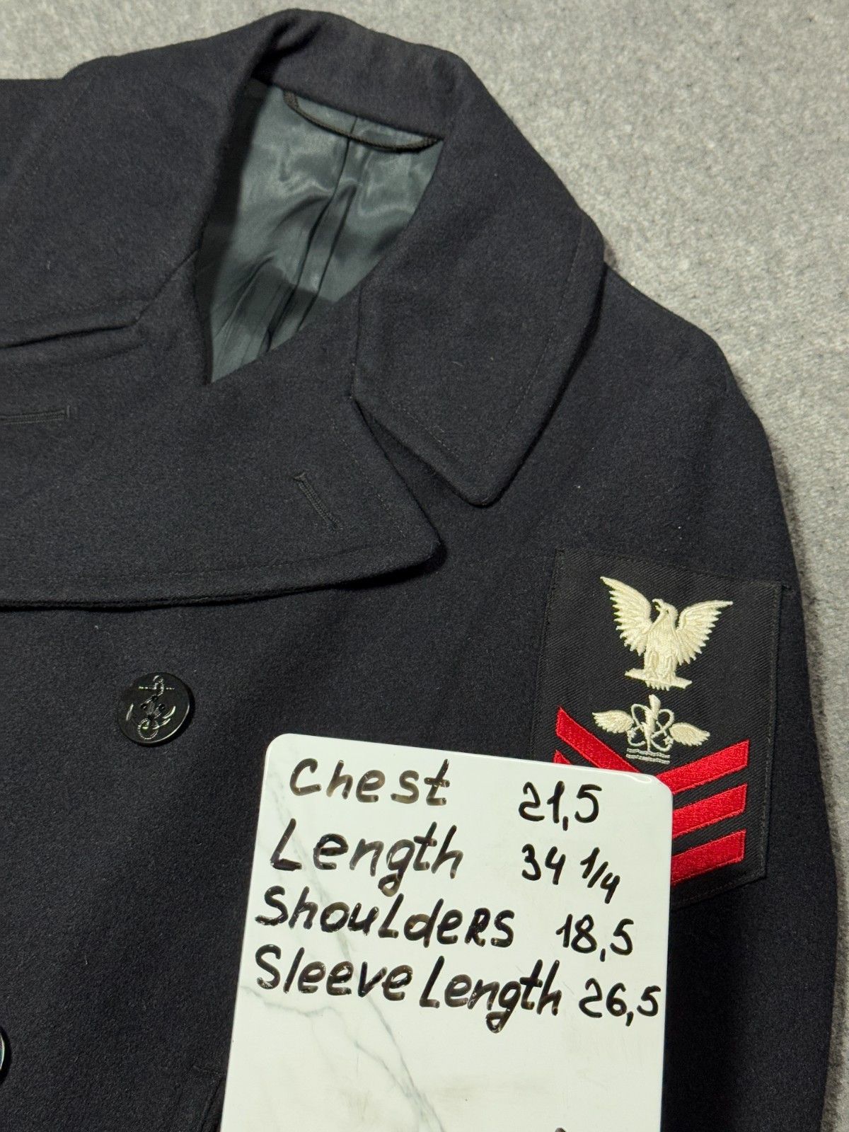 Vintage 1974 Vintage US Navy Wool Pea Coat Military Archive 38L Size US M / EU 48-50 / 2 - 12 Thumbnail