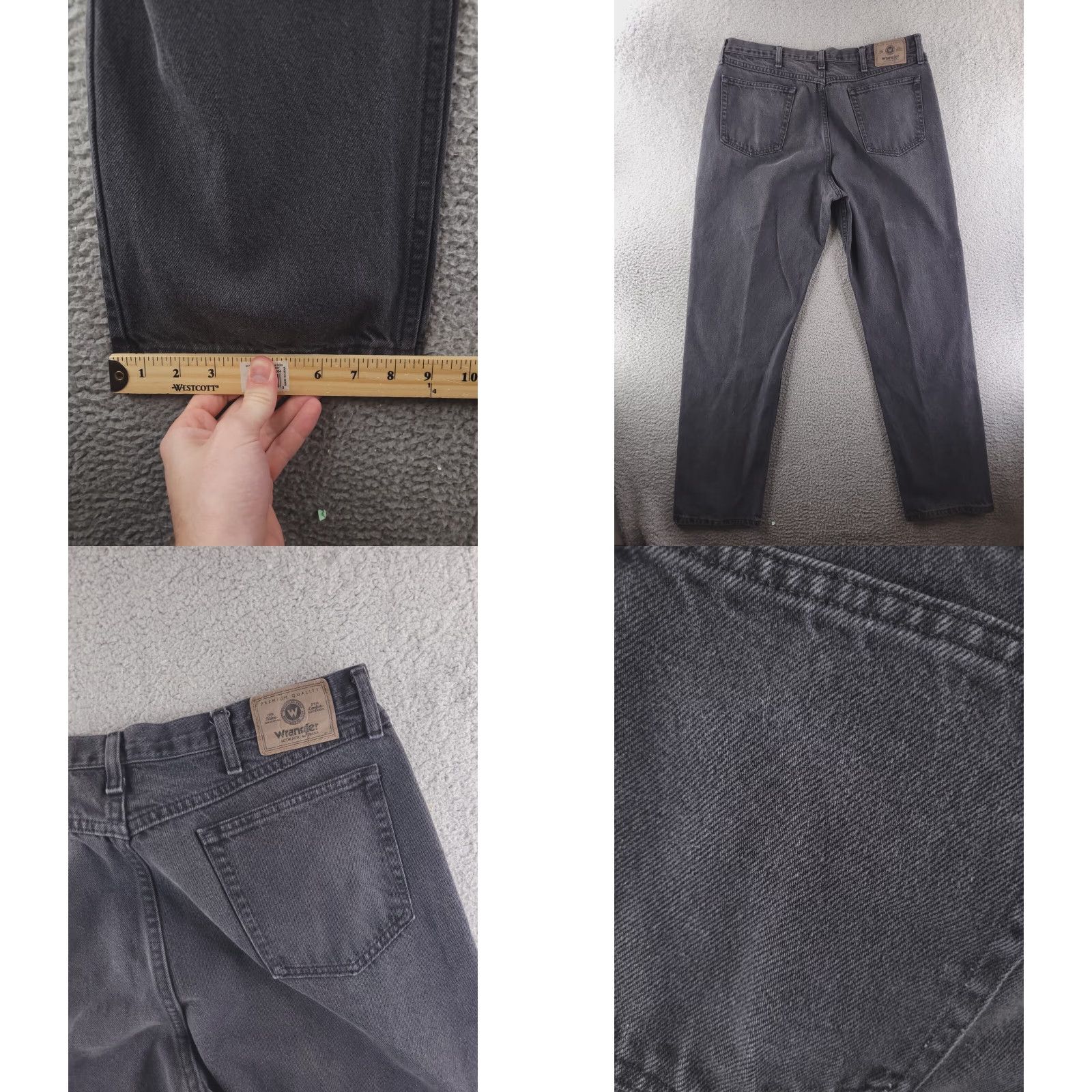 Wrangler VINTAGE Wrangler Jeans Mens 36x33 Black Distressed Faded Work Jeans Straight 36 Mens Black Distressed Work Jeans Size US 36 / EU 52 - 8 Thumbnail