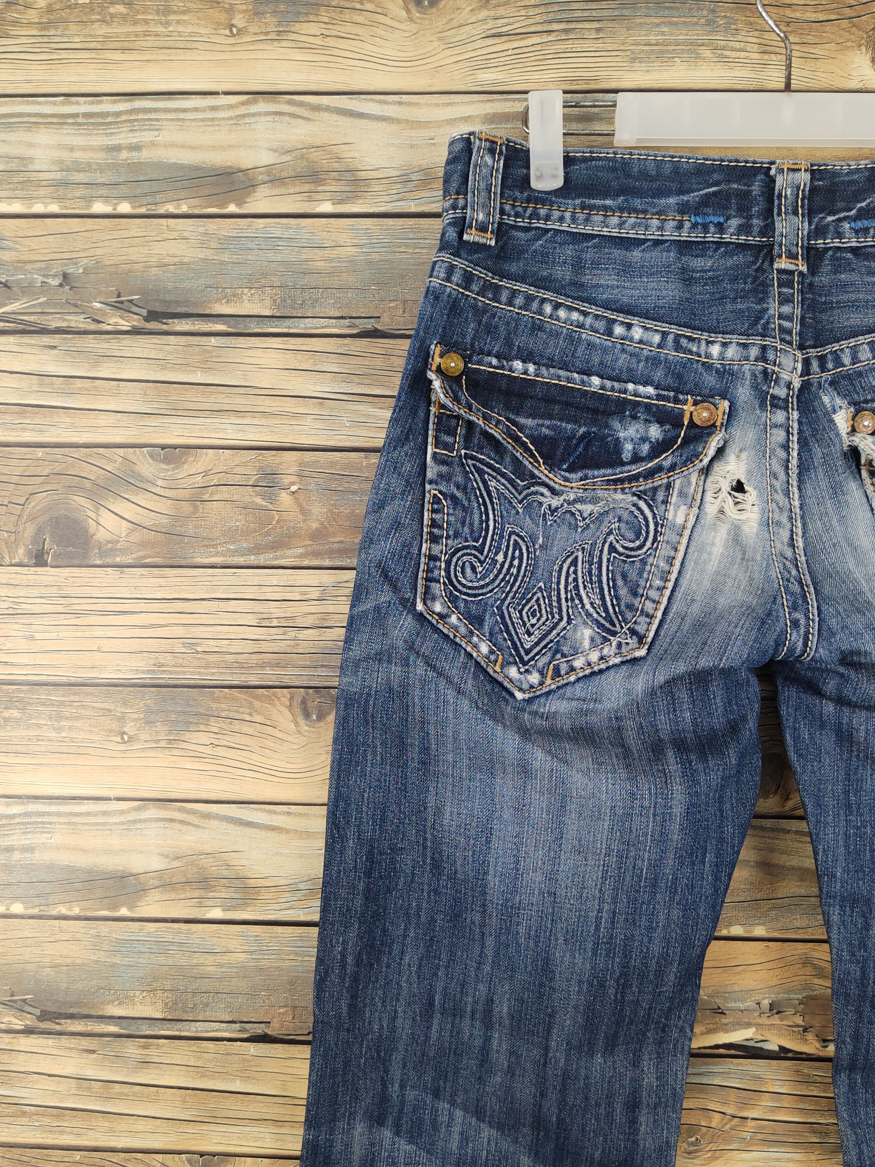 Mek Denim Mek Denim Dark Blue Distressed Ripped Jeans #W1700 Size 30" / US 8 / IT 44 - 8 Thumbnail
